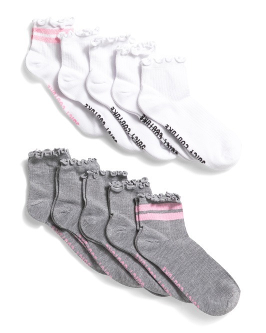 【預購】Q121908 JUICY COUTURE 荷葉邊休閒短襪 US4-10 (10雙裝)