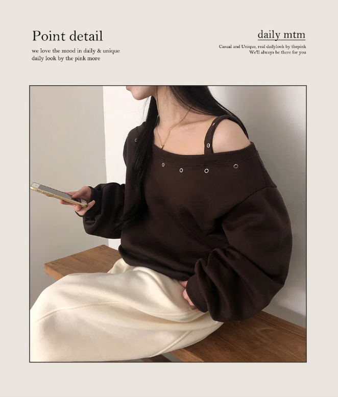 秋冬預訂｜鏤空露肩帶抓絨衛衣