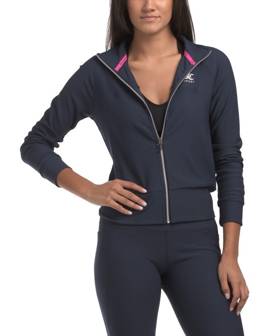 【預購】Q121910 JUICY COUTURE  高領夾克飾有燙金Logo (藍色)