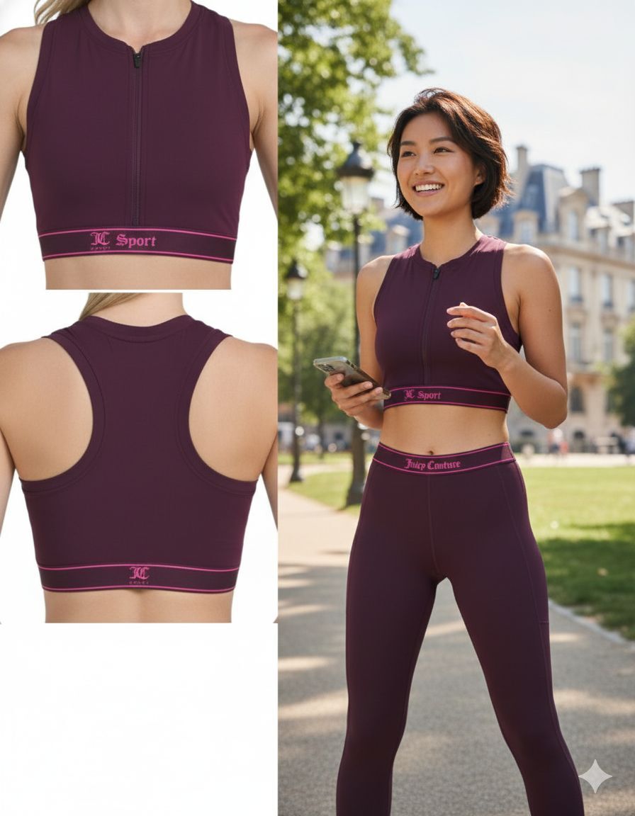 【預購】Q121909 JUICY COUTURE Logo 高支撐運動胸罩上衣附拉鍊