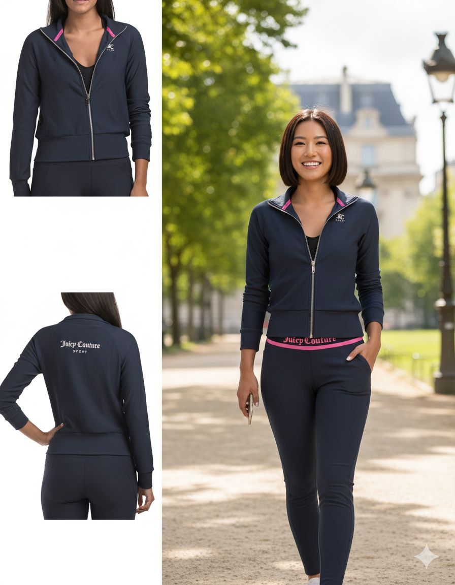 【預購】Q121910 JUICY COUTURE  高領夾克飾有燙金Logo (藍色)