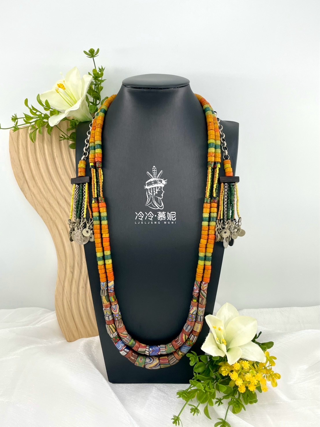 M-No.85傳統花珠兩條式複串長鍊80cm