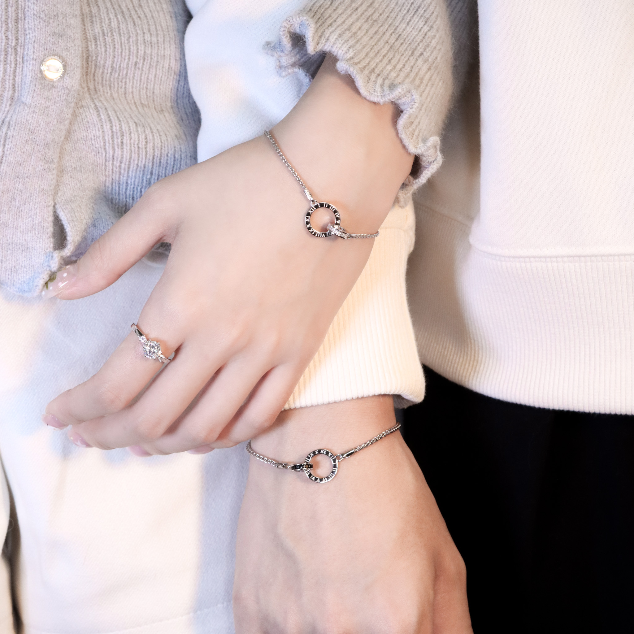 | 925純銀・白金 | 數著我們的小日子情侶手鏈 （男款 /女款） | BR1461 |