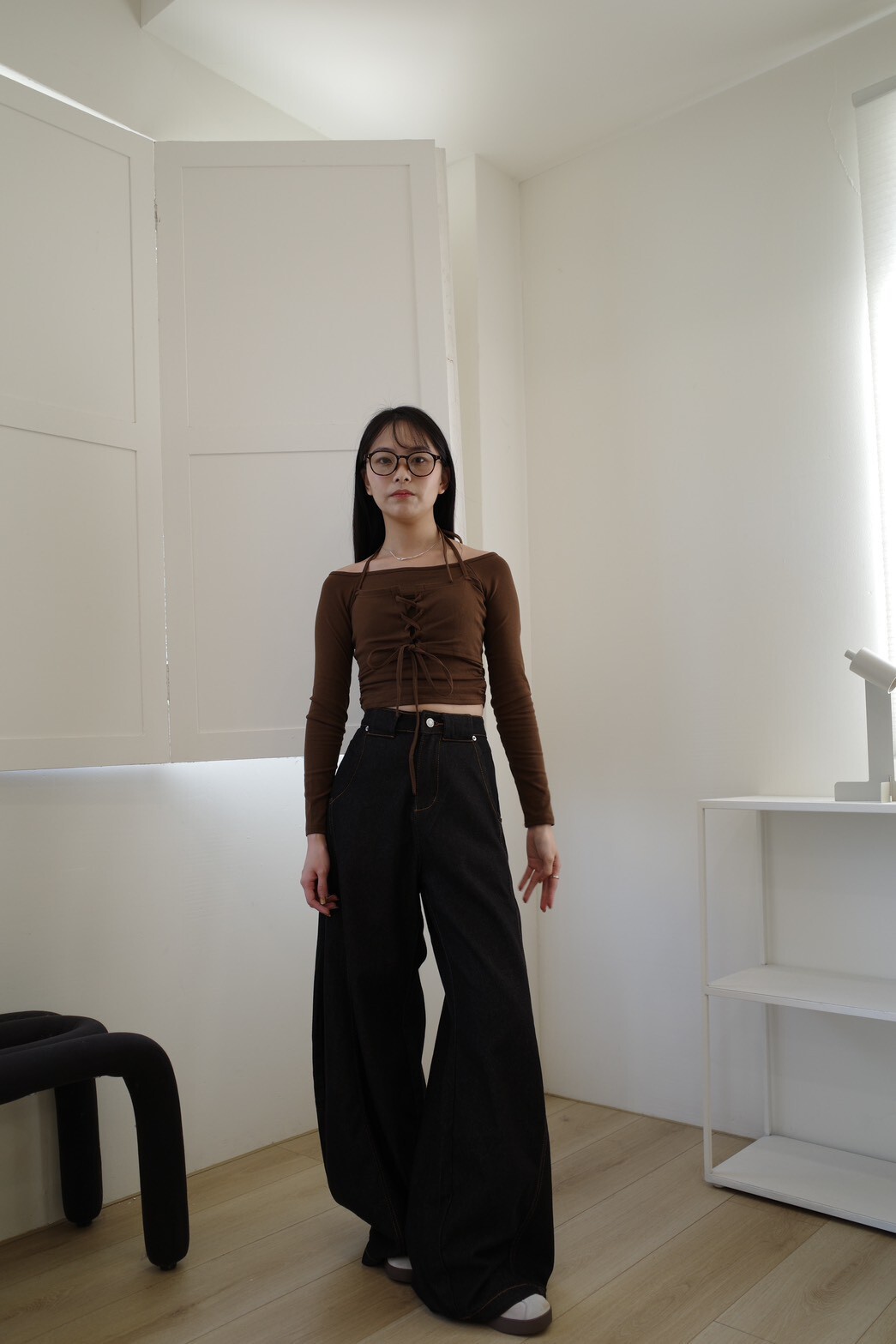 大推！高級感牛仔原色彎刀褲