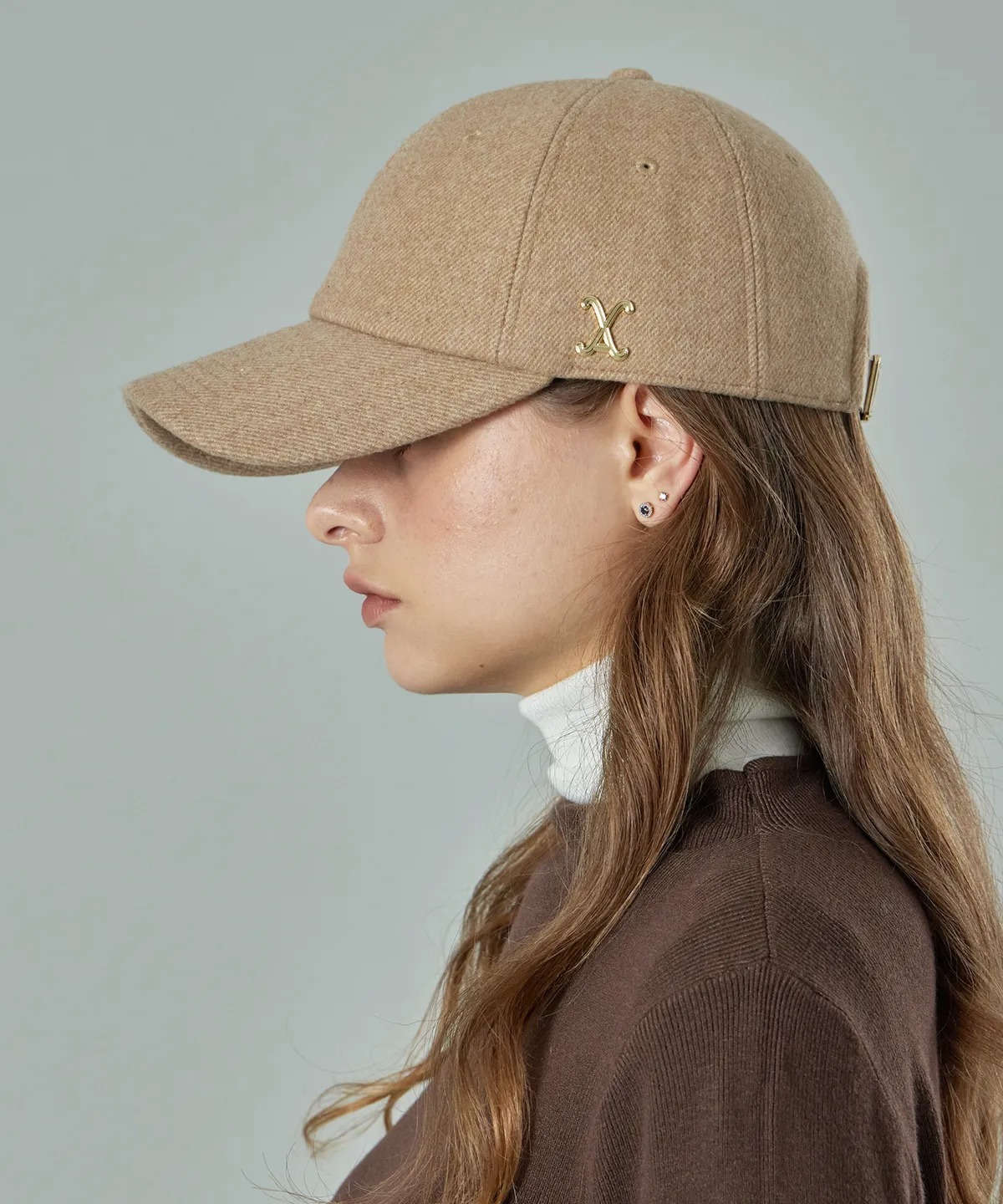 VARZAR VA Curved Stud Link Wool-Blend Ball Cap