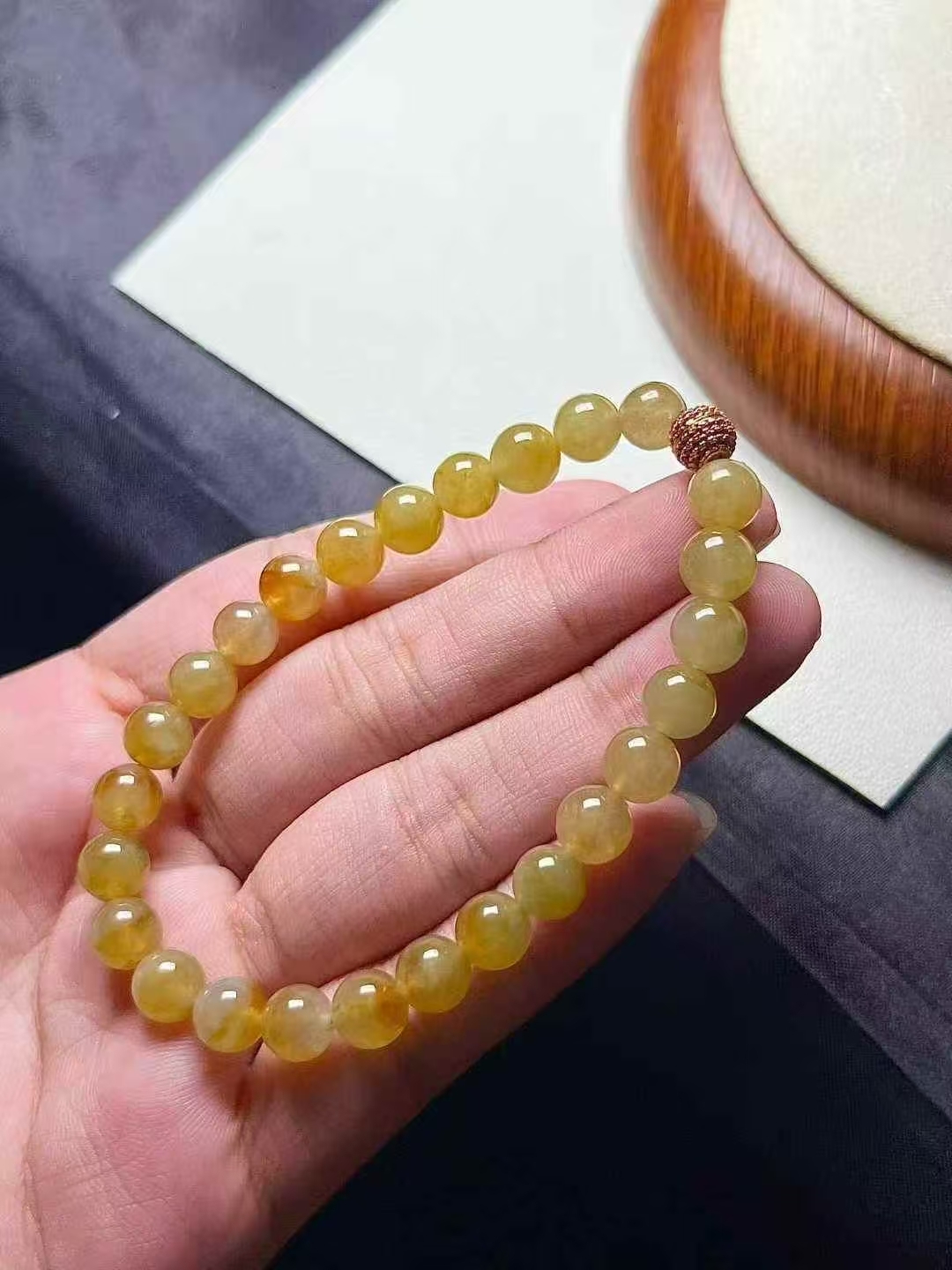 1218320 翡翠黃翡珠子手串 (7.2mm直徑)