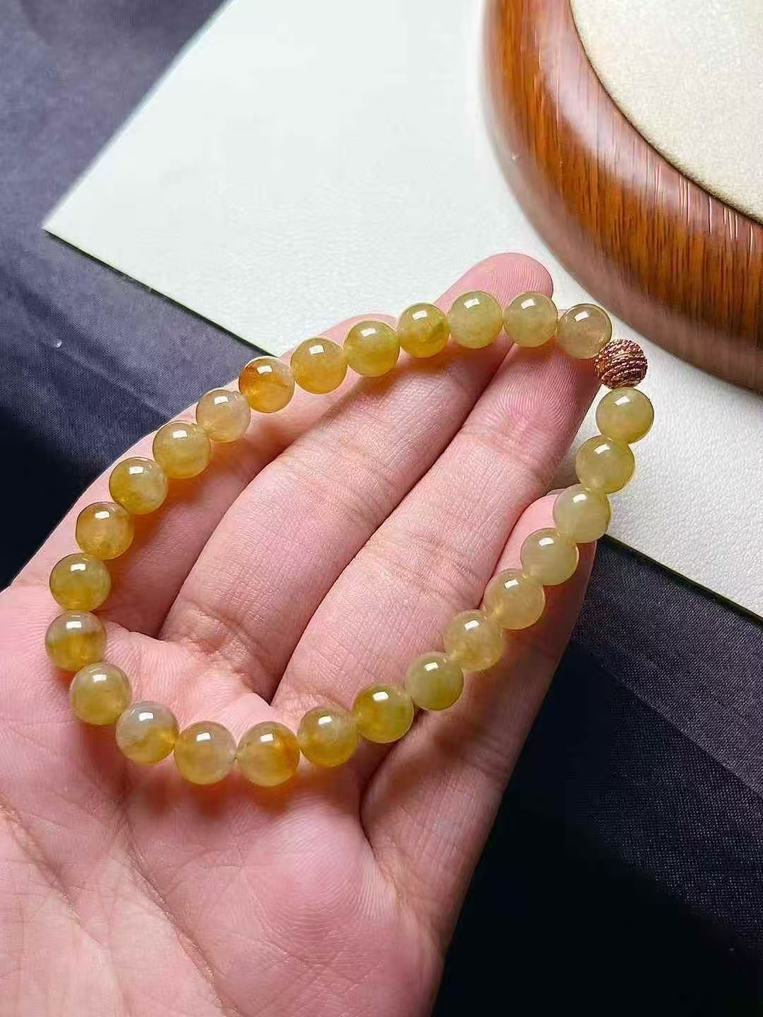 翡翠黃翡珠子手串 (7.2mm直徑),天然翡翠A玉, 緬甸玉, Jade, Jadeite