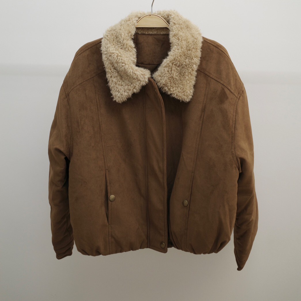 仿麂皮質感鋪棉外套