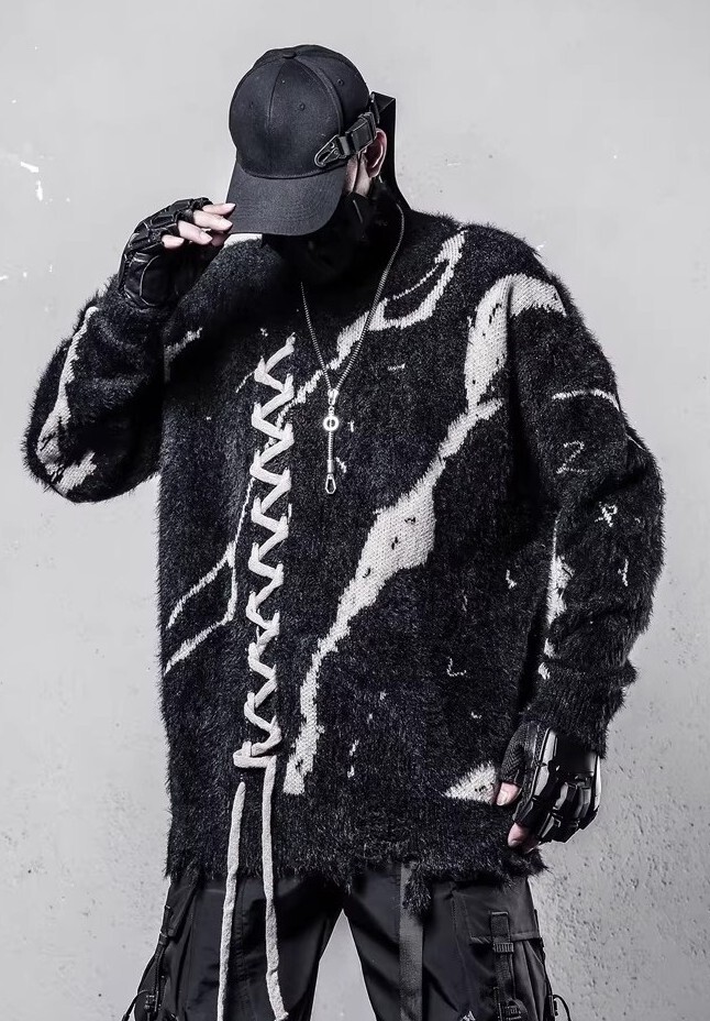 𝙏𝙀𝘾𝙃𝙒𝙀𝘼𝙍 暗黑撞色慵懶高領針織衫