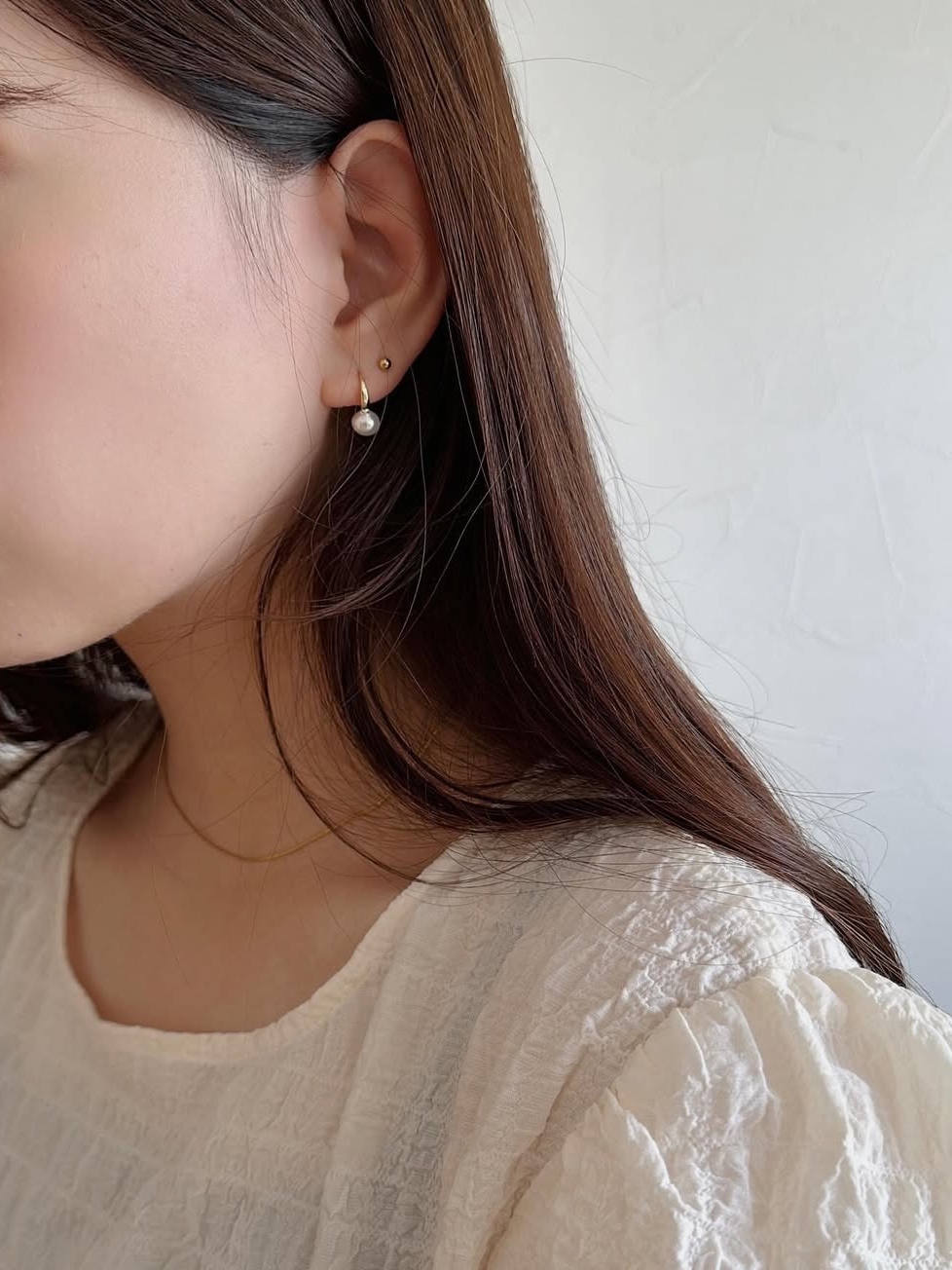 S925 petit pearl hook pierce