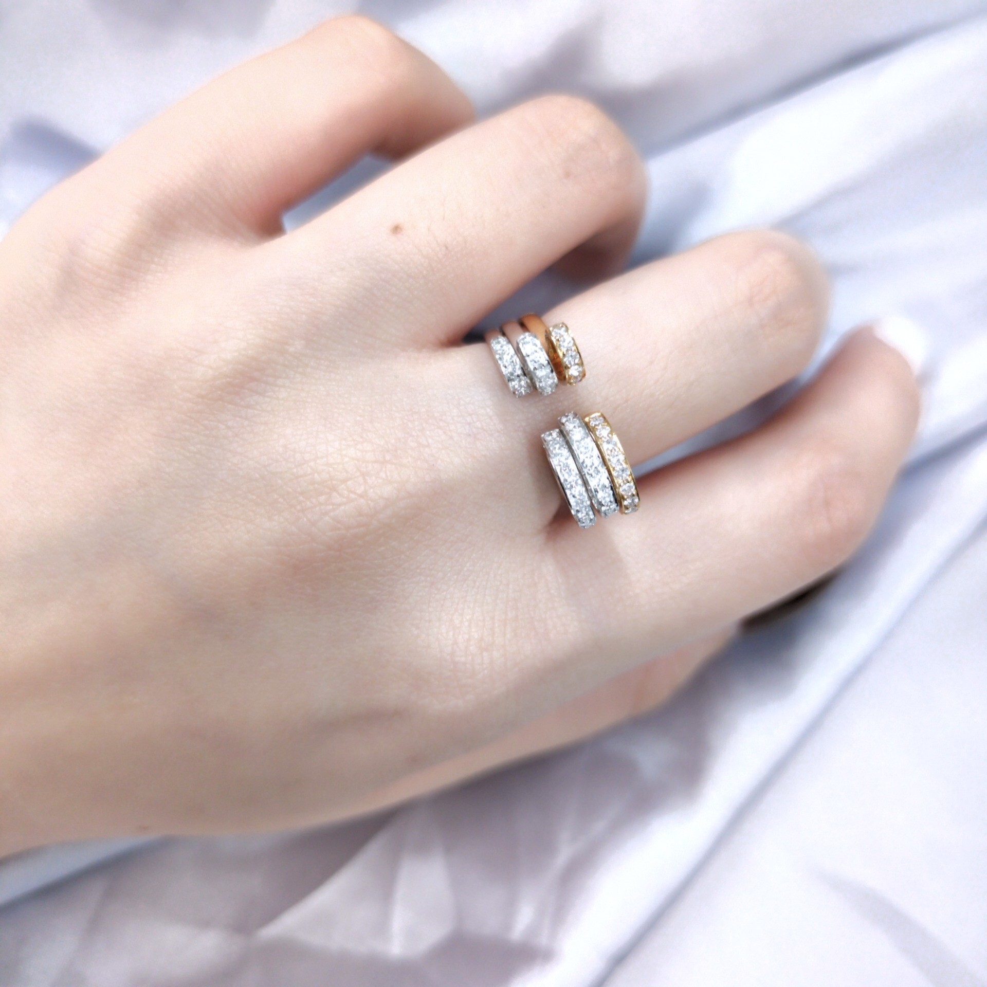 全新18K金40份鑽石3隻套戒