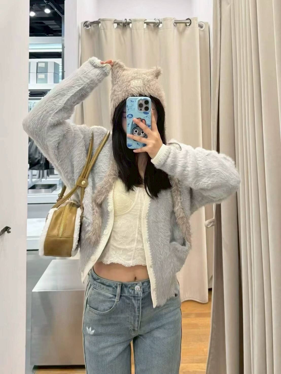 adidas Originals 超軟 馬海毛綁帶貓耳帽