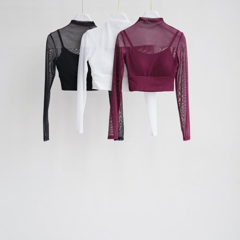 法朵Fado shop｜𝑺𝑷𝑰𝑪𝒀⋆🦋༘⋆ 微領透膚假兩件短版上衣 038C001 三色