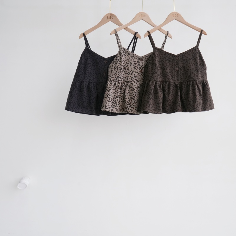 法朵Fado shop｜ 肩帶可調整排釦豹紋背心 1704005 三色