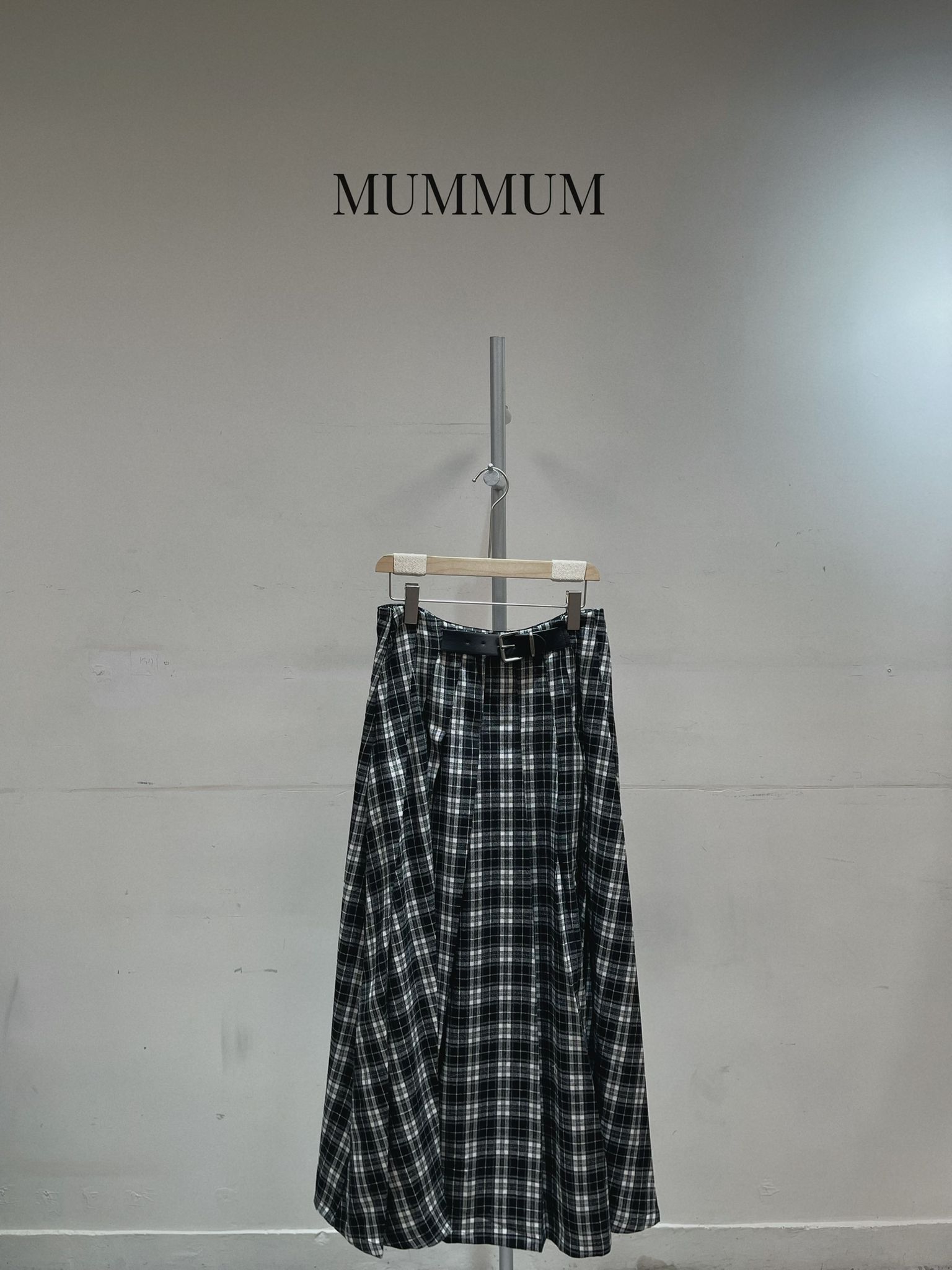 03656a/少女格仔紋仿腰帶長裙 30/42/37.5