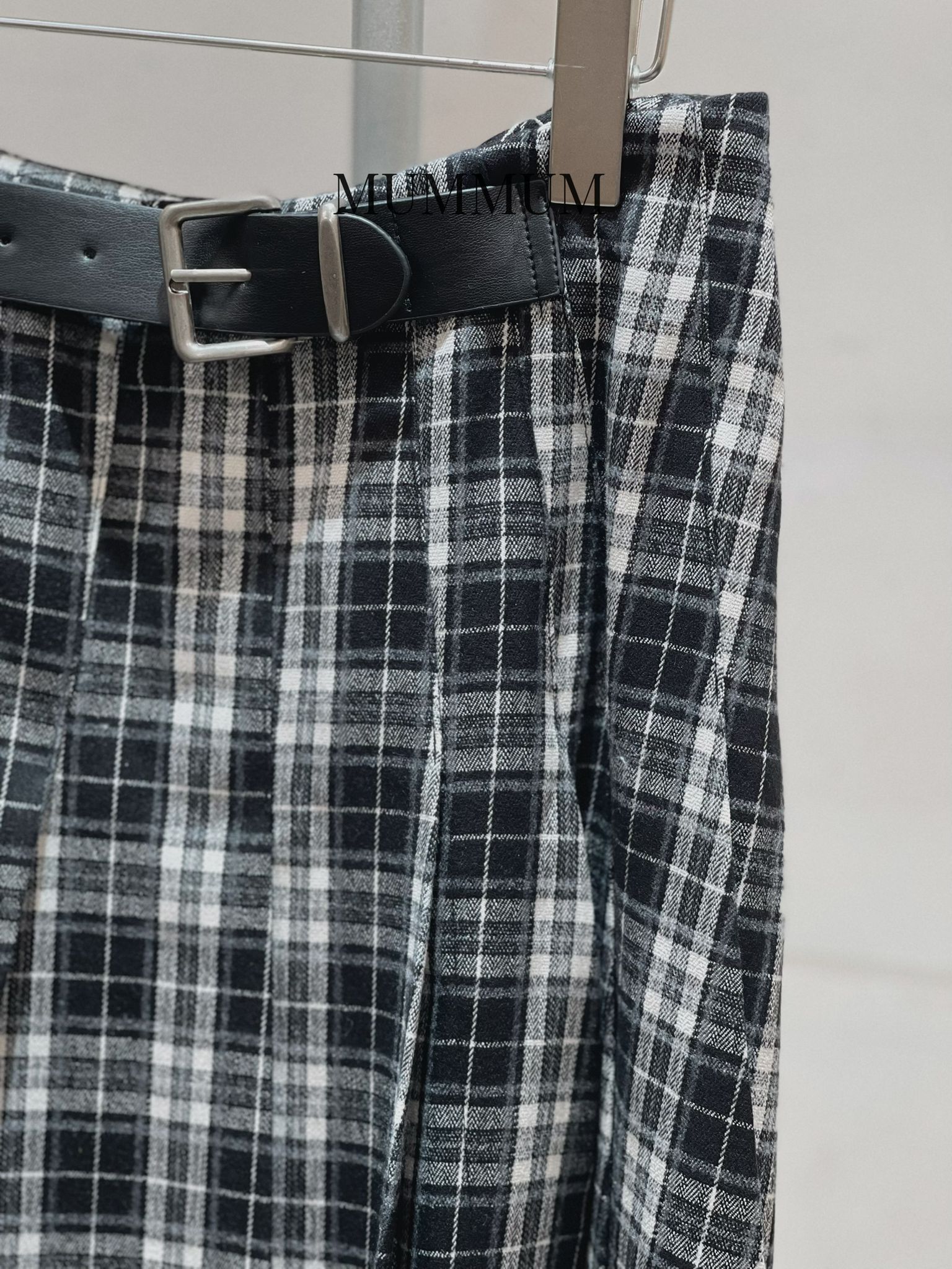 03656a/少女格仔紋仿腰帶長裙 30/42/37.5