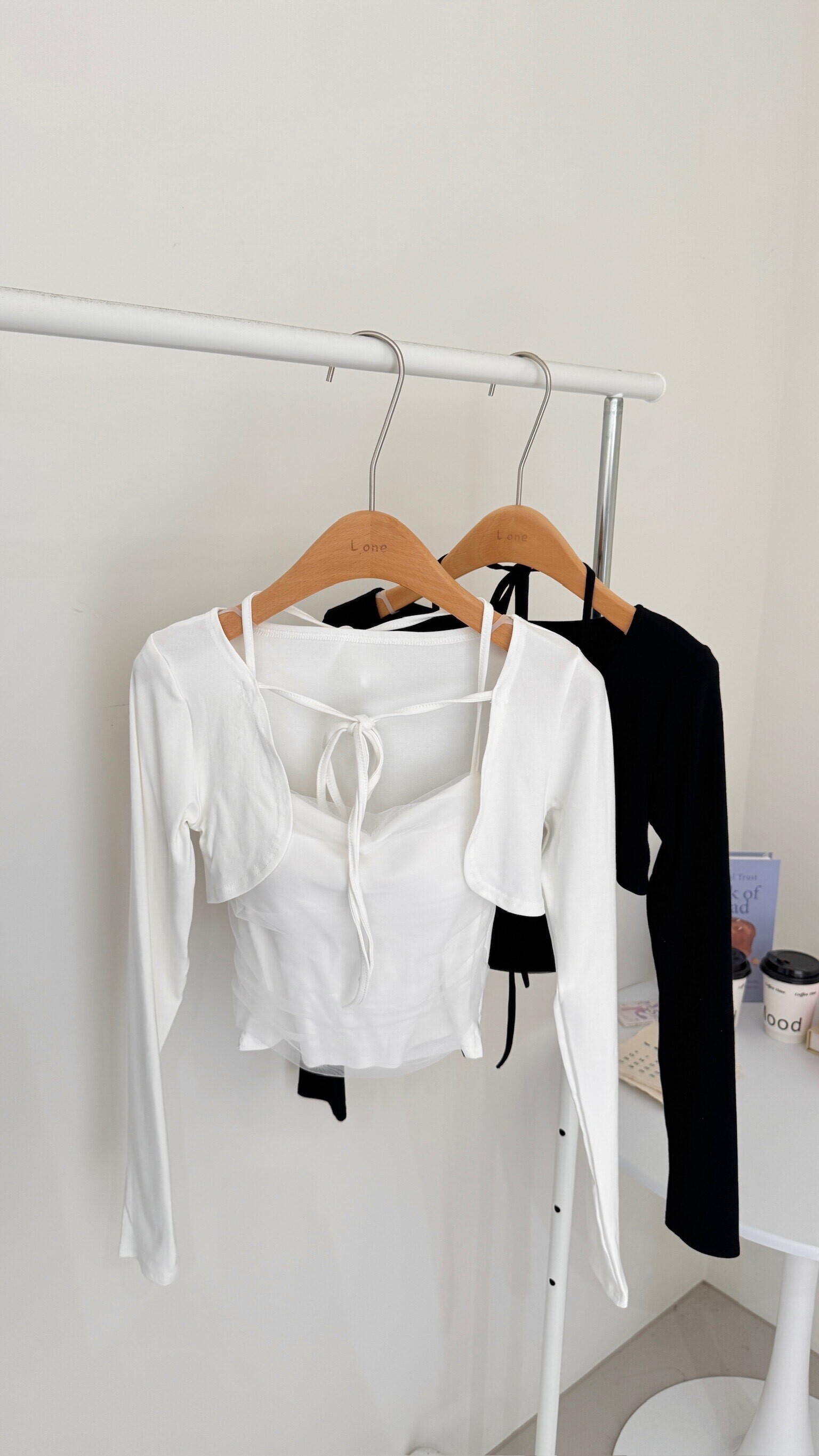 網紗掛脖兩件式上衣