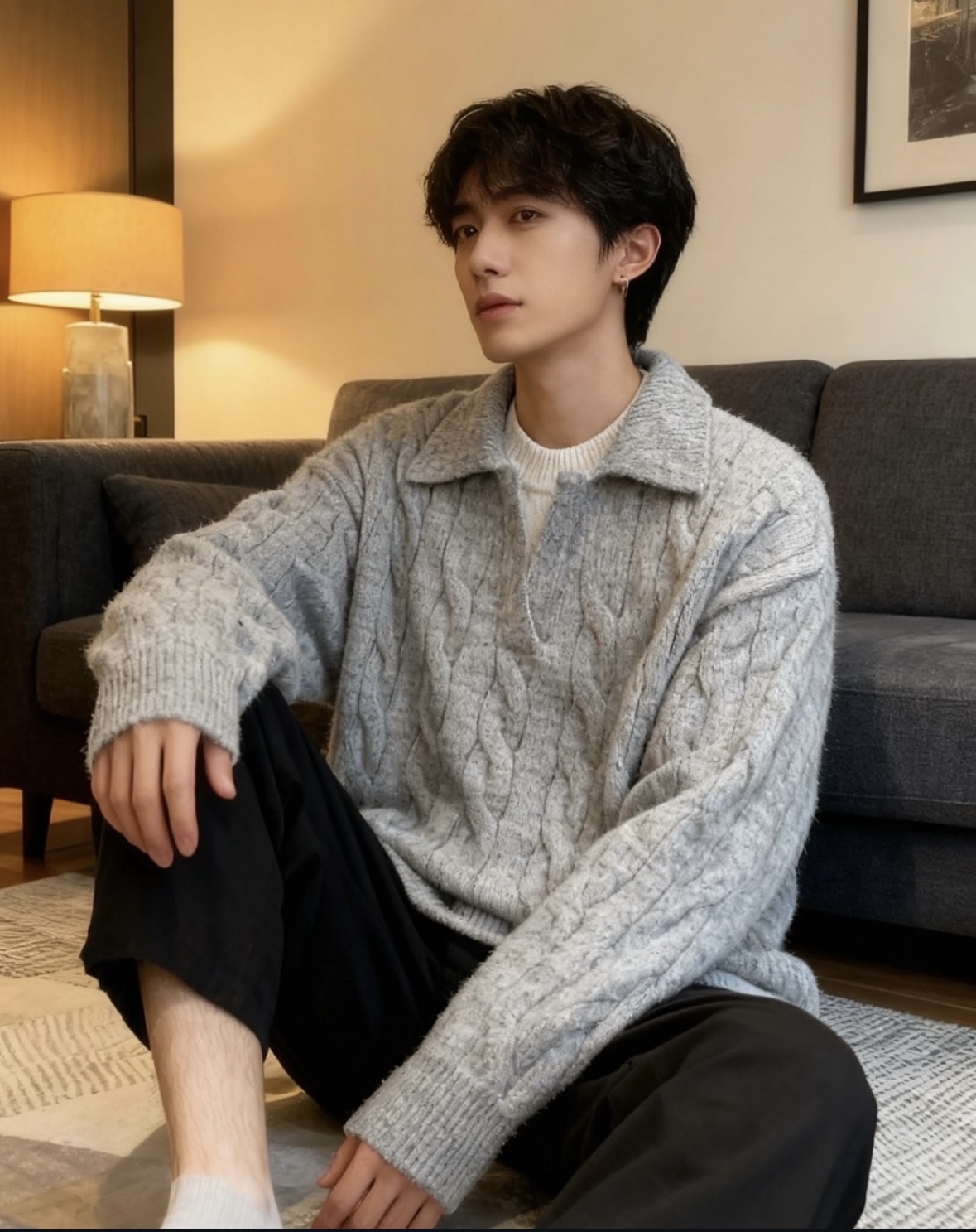 代購-izzue 香港i.t旗下 羊毛假兩件翻領百搭秋冬厚款毛衣 男女同款