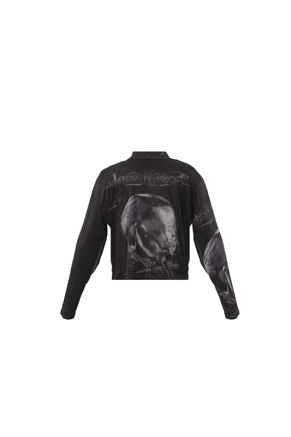 jobdatasheet 哥德式骷髏印花網紗長袖上衣 D28