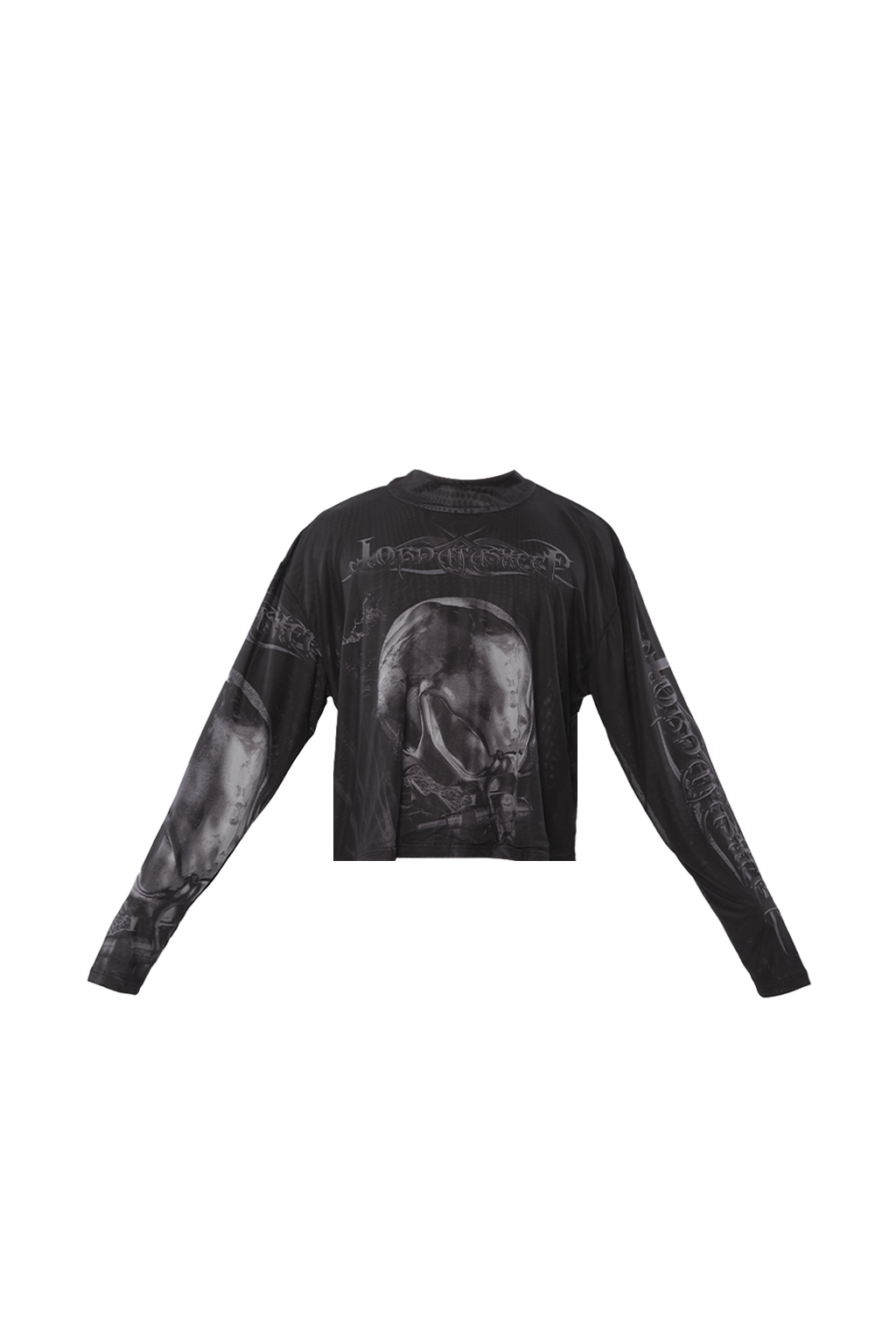 jobdatasheet 哥德式骷髏印花網紗長袖上衣 D28