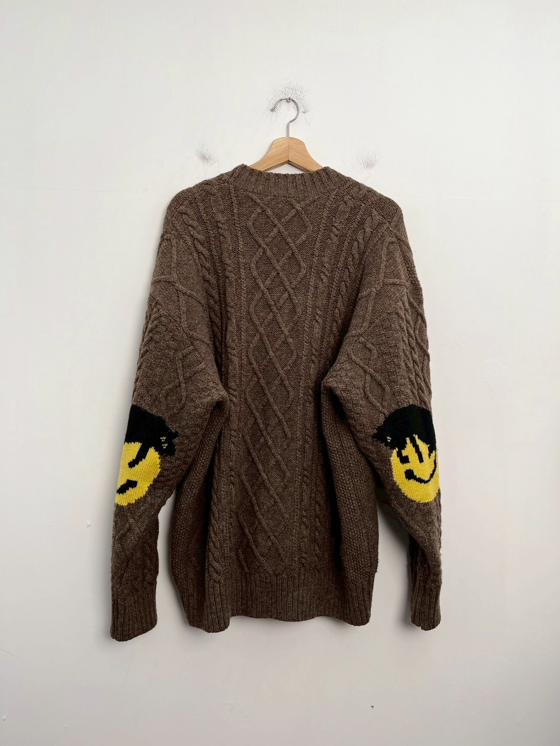 KAPITAL 5G Wool Cable Knit Elbow CATPITAL Crew Sweater SIZE 3