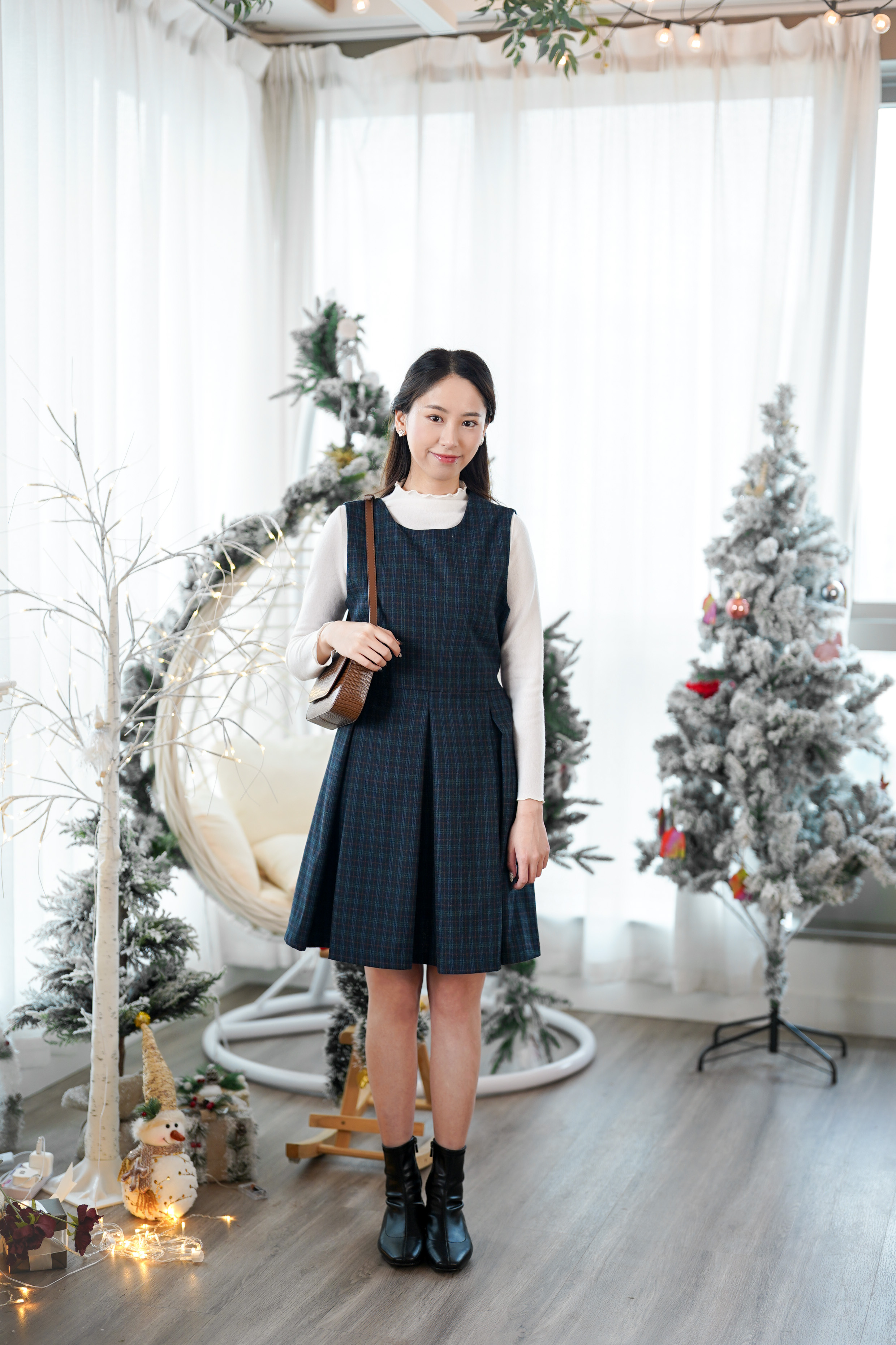 OP686 Dolly Checkered Jumper Dress