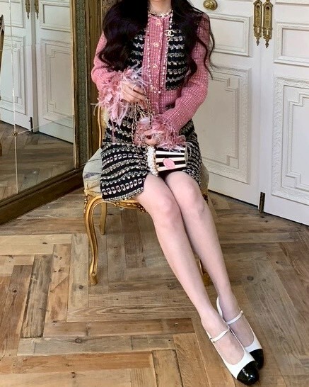 設計師家中古香風袖接鴕鳥毛撞色外套