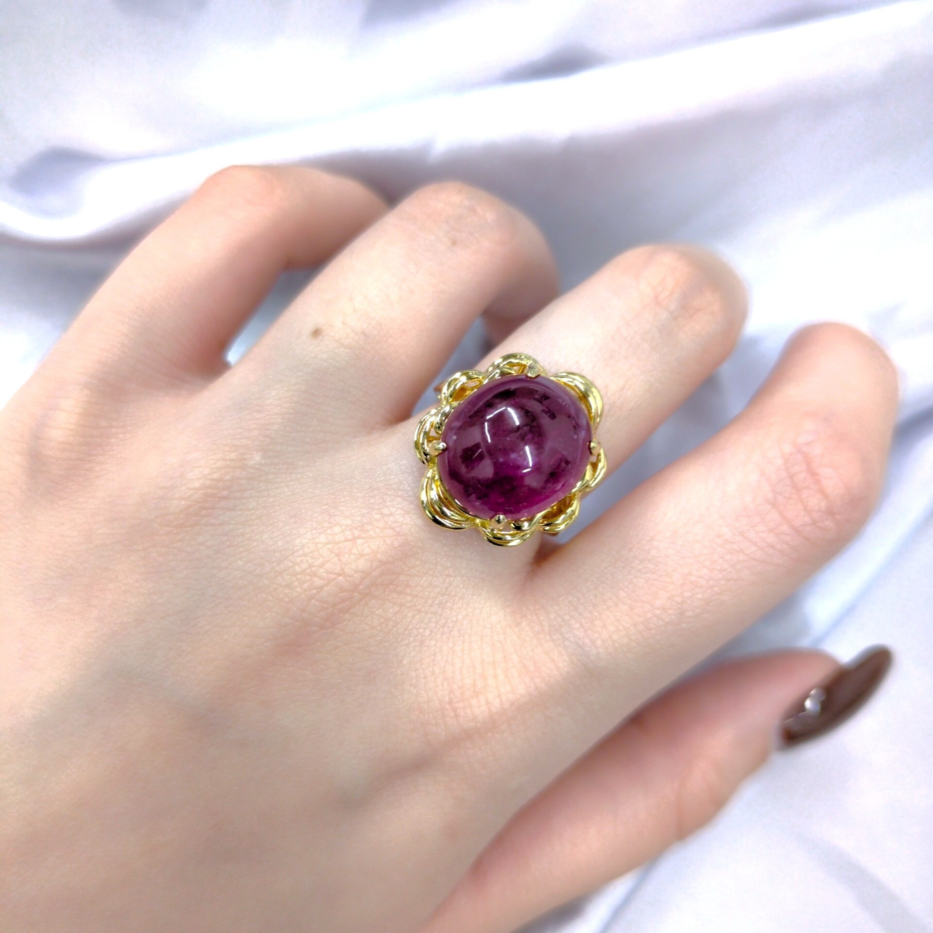 全新14K黃金【單粒10卡85份粉紅碧璽】戒指