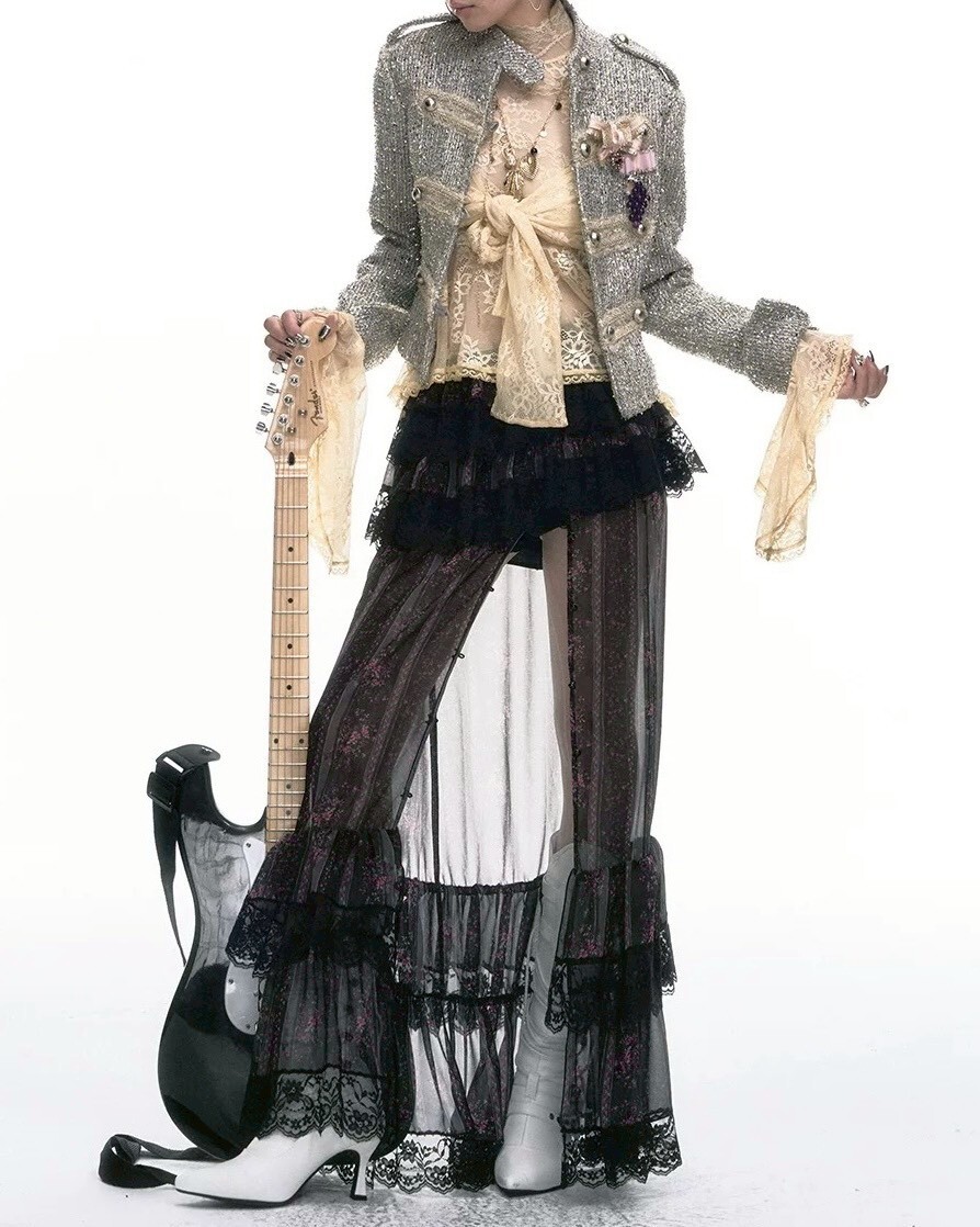 設計師家銀絲線編織重工香風騎士外套