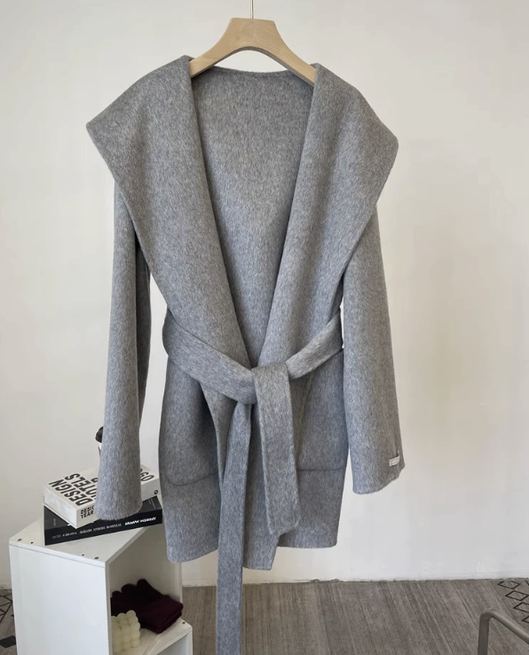 ᴷᴼᴿᴱᴬ 🇰🇷貴婦氣場大翻領綁帶連帽羊毛外套 （三色）