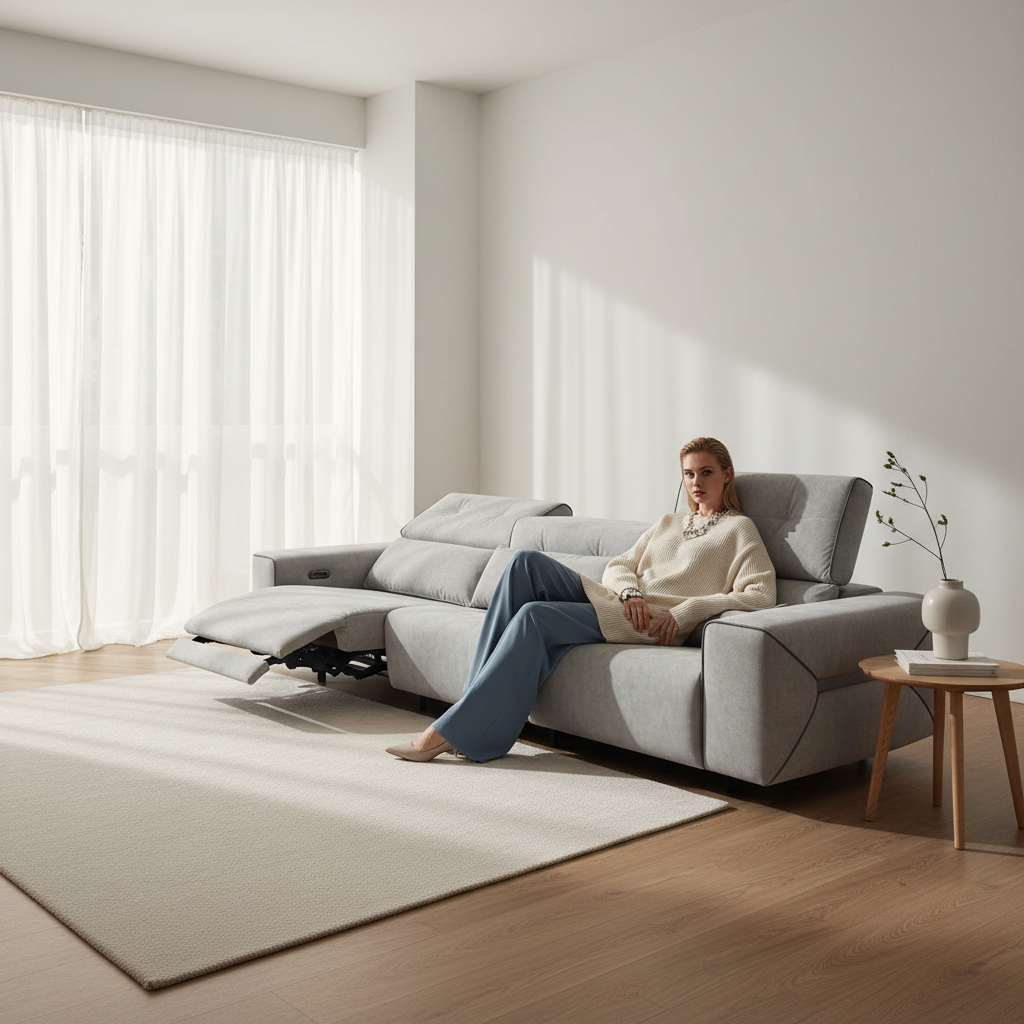 曼哈頓極光 | 沉穩灰階 電動釋壓機能沙發 | 現代起居空間核心