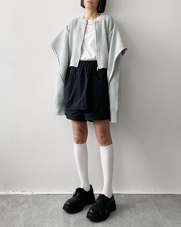 MKO-2849 雙層拉鍊針織外套