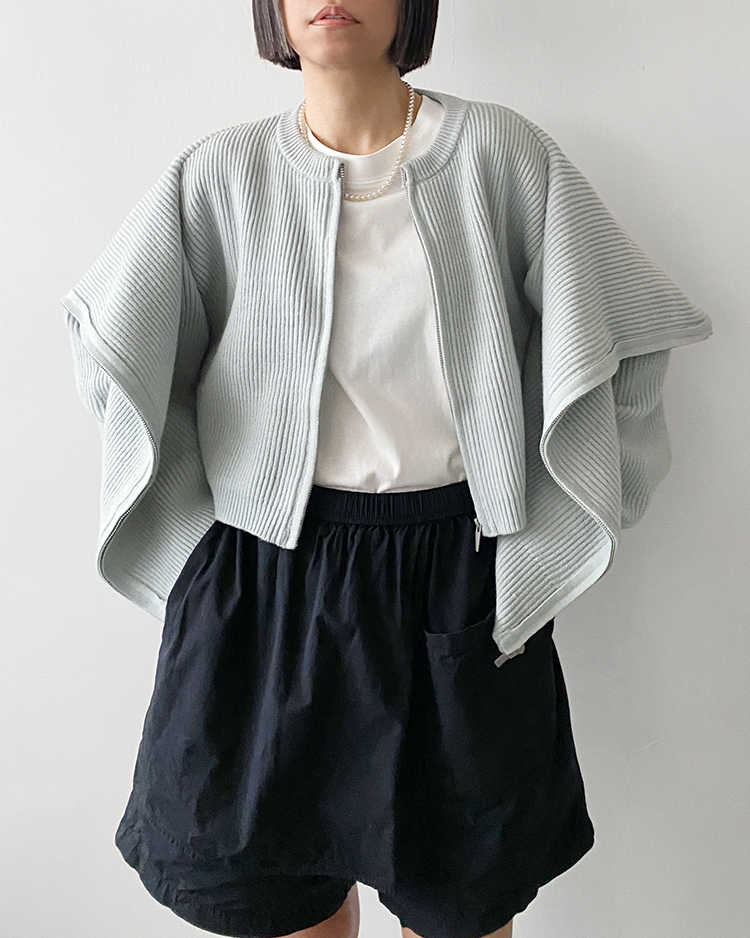 MKO-2849 雙層拉鍊針織外套