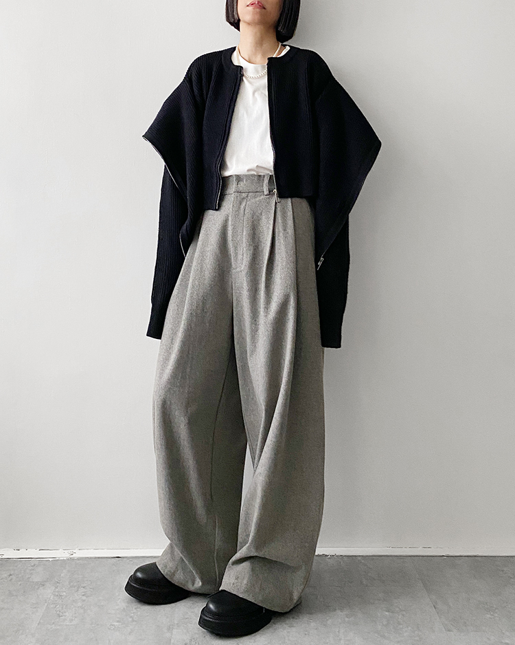 MKO-2849 雙層拉鍊針織外套