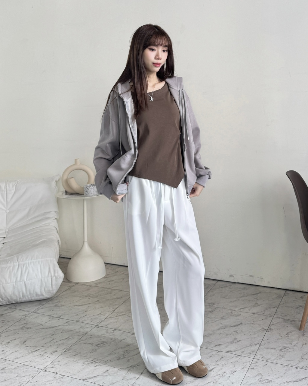 休閒西裝材質綁繩褲-0927