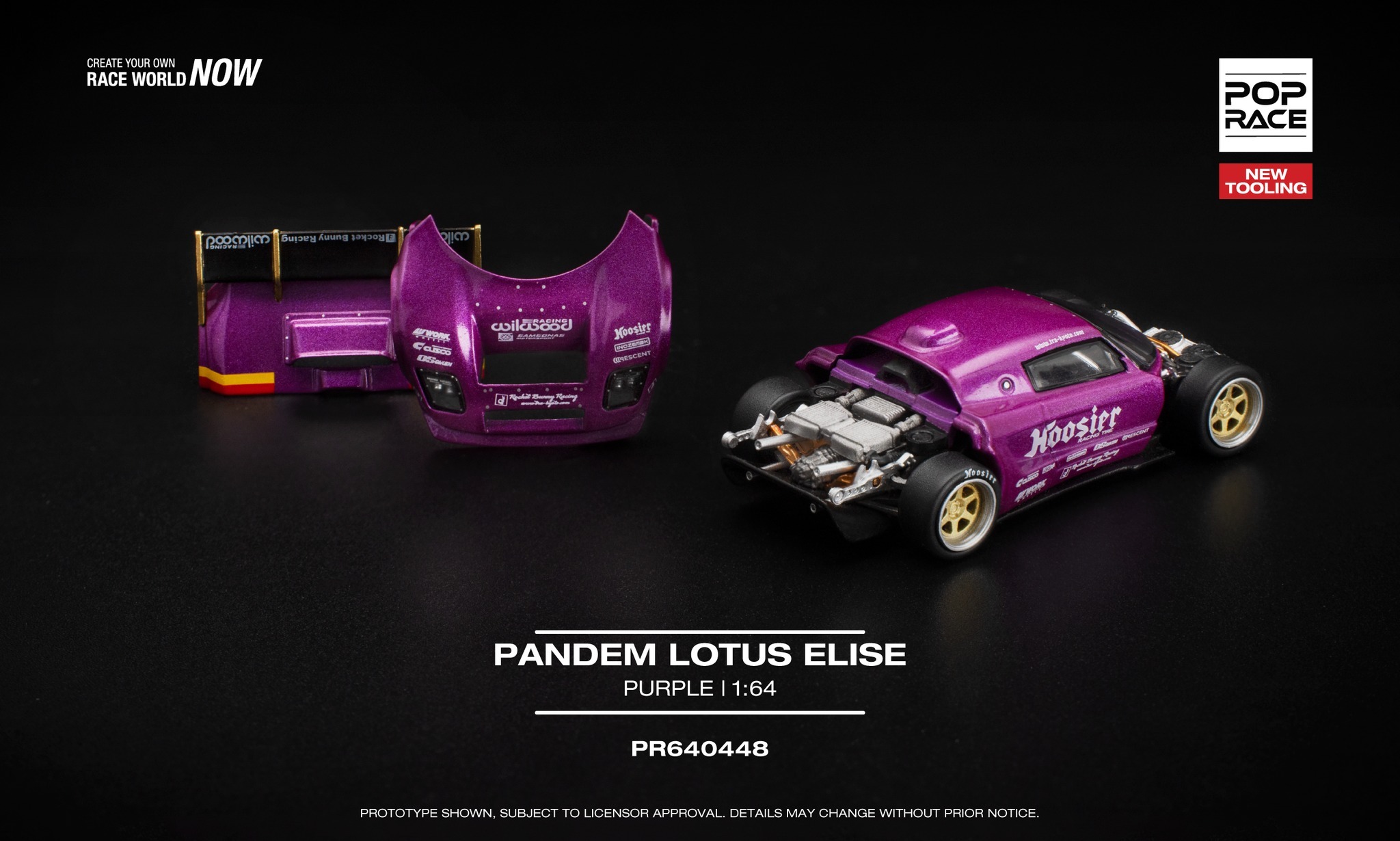 預訂:1/64 POP RACE Pandem Lotus Elise Purple (PR640448 )
