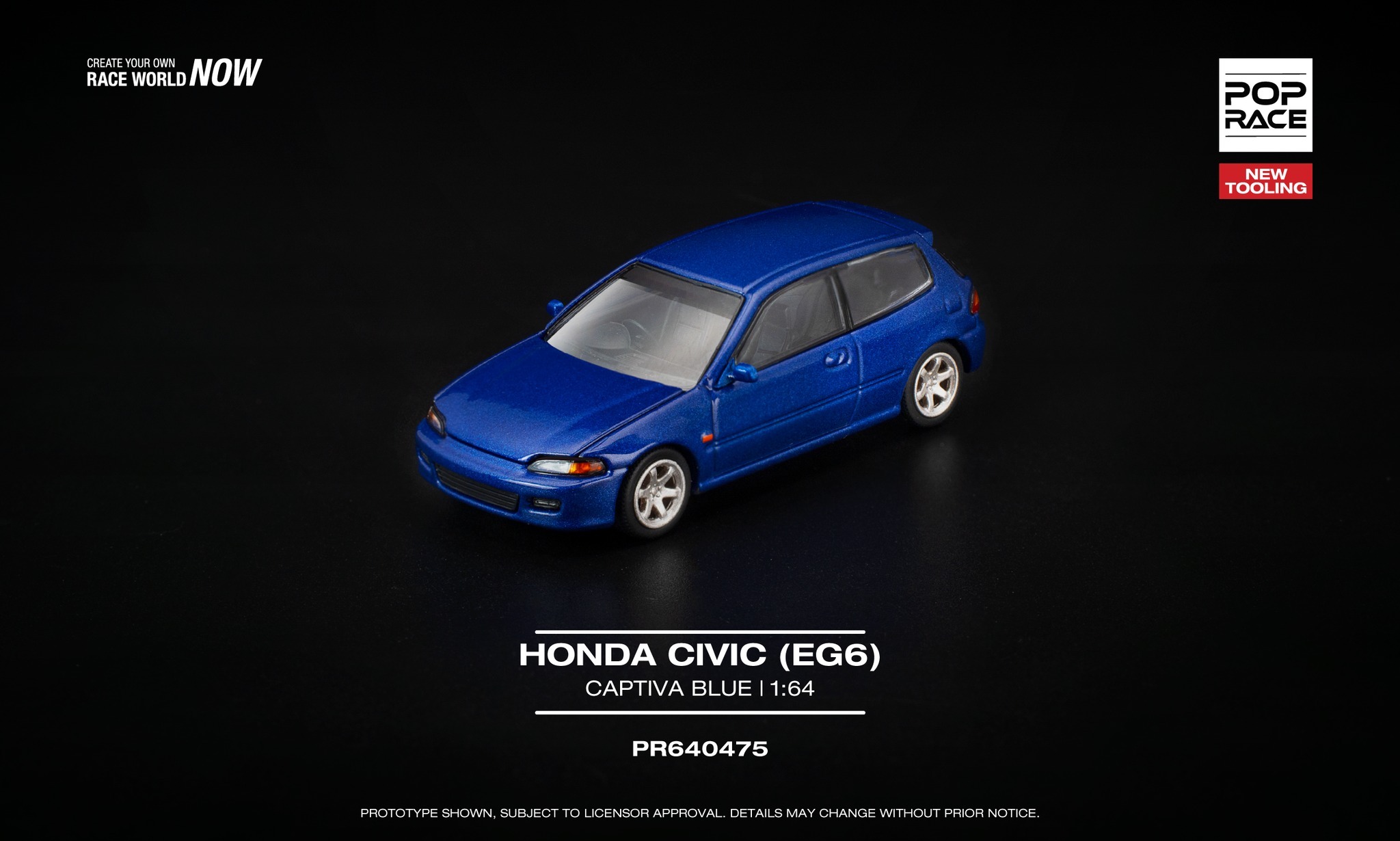 預訂:1/64 POP RACE Honda Civic (EG6) Captiva Blue (PR640475 )