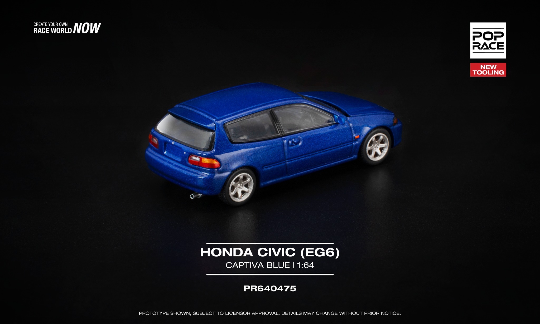 預訂:1/64 POP RACE Honda Civic (EG6) Captiva Blue (PR640475 )
