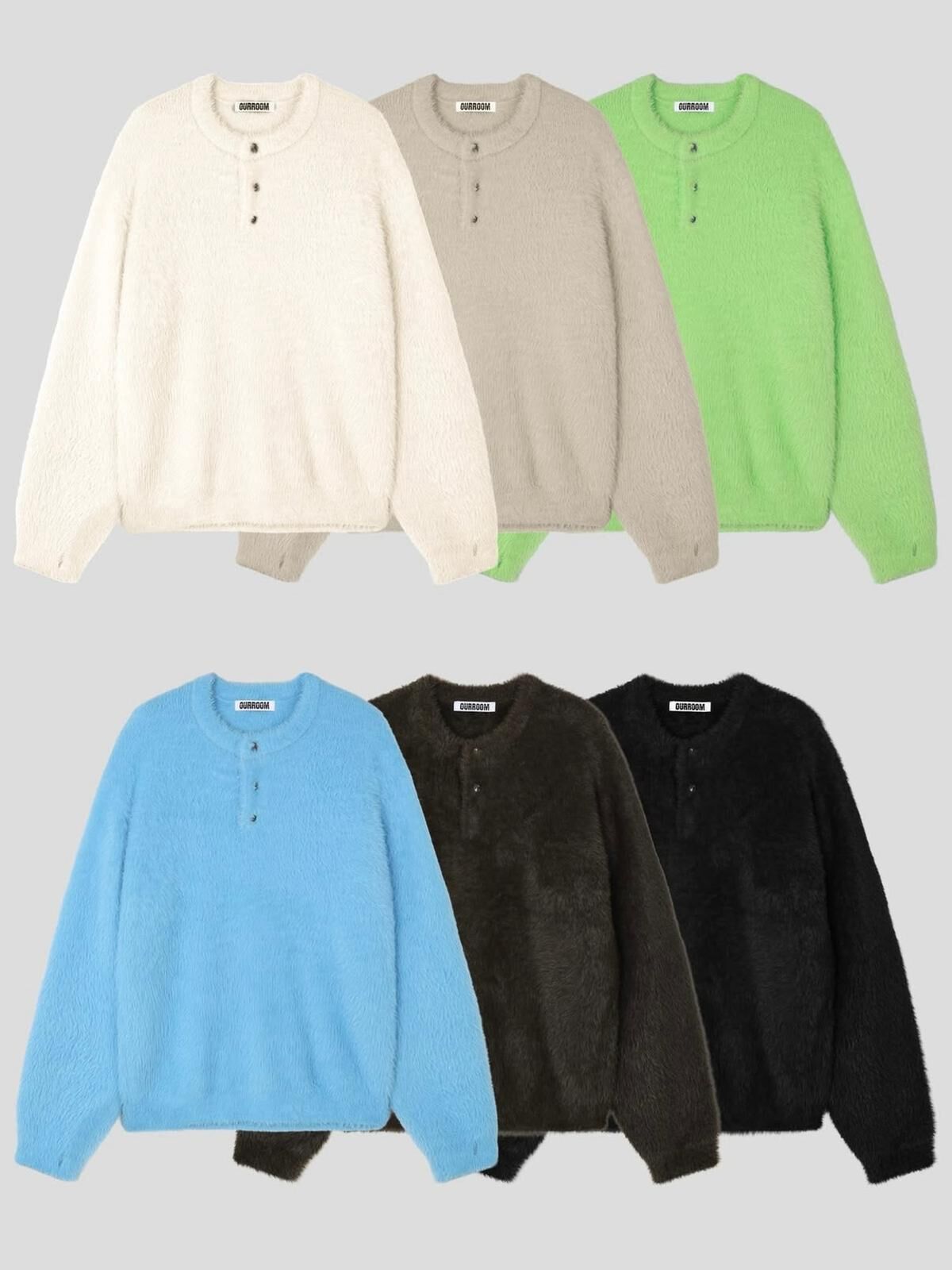 毛毛半開胸針織衫 OUR-165T