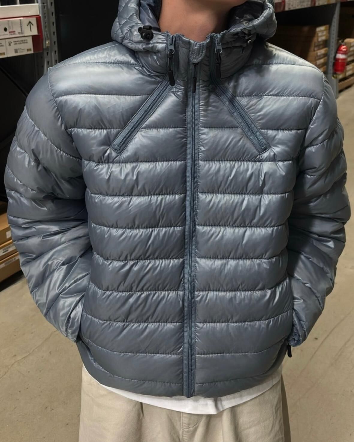 暗橫紋連帽拉鍊外套(夾棉) OUR-166JK