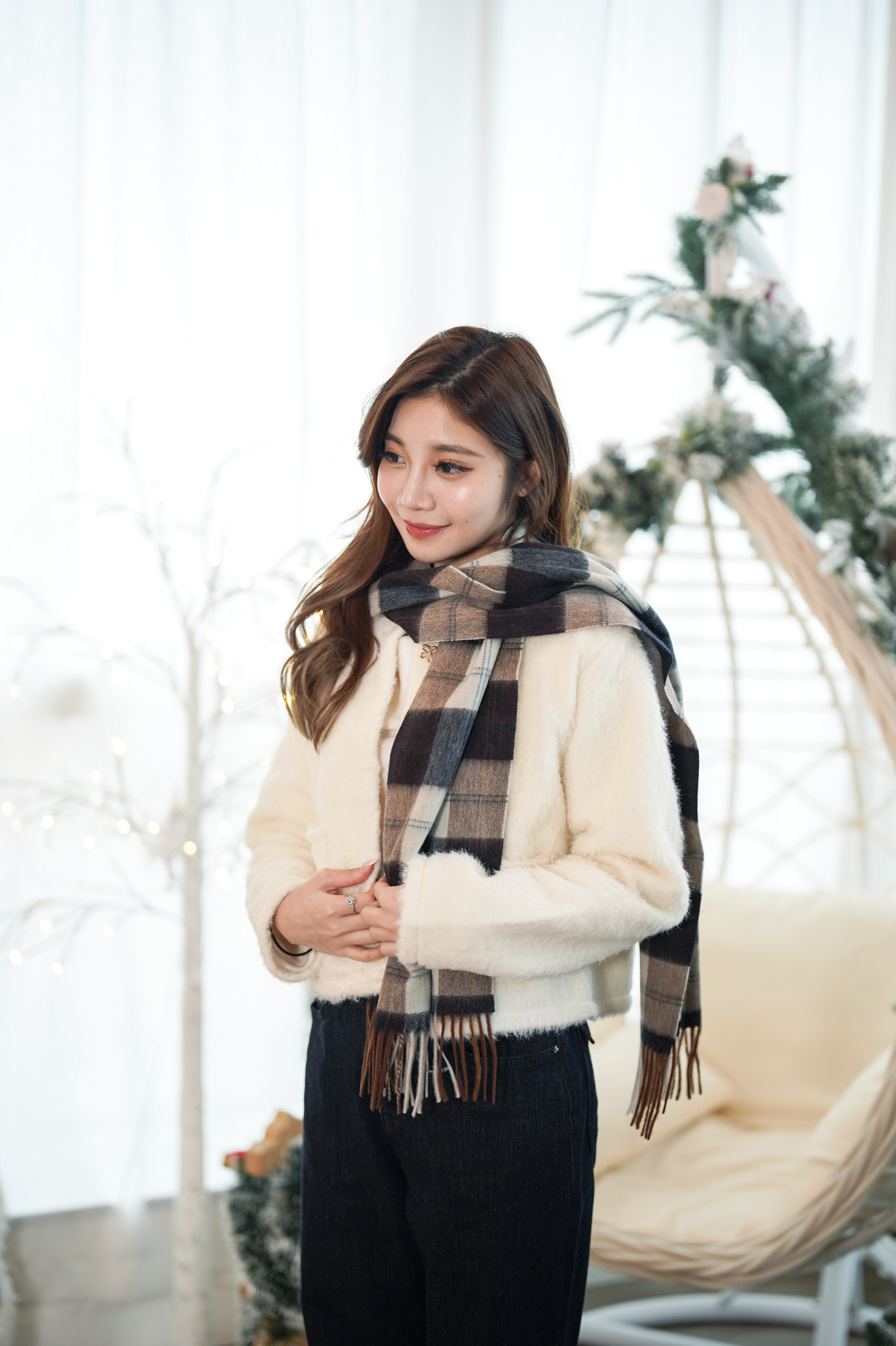 【100% Wool】AC168 Seasonal Check Scarf