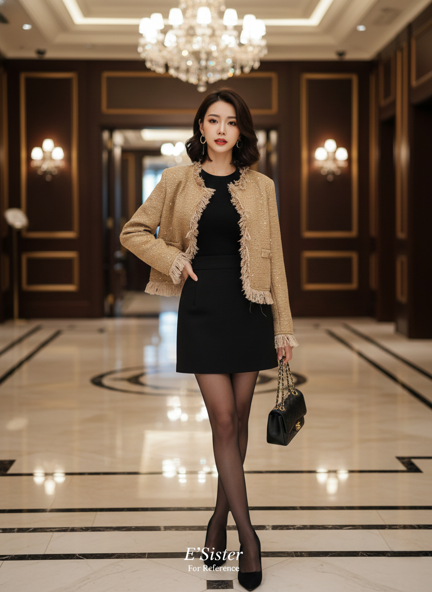 名媛風金屬絲亮片小香風短版外套 C24