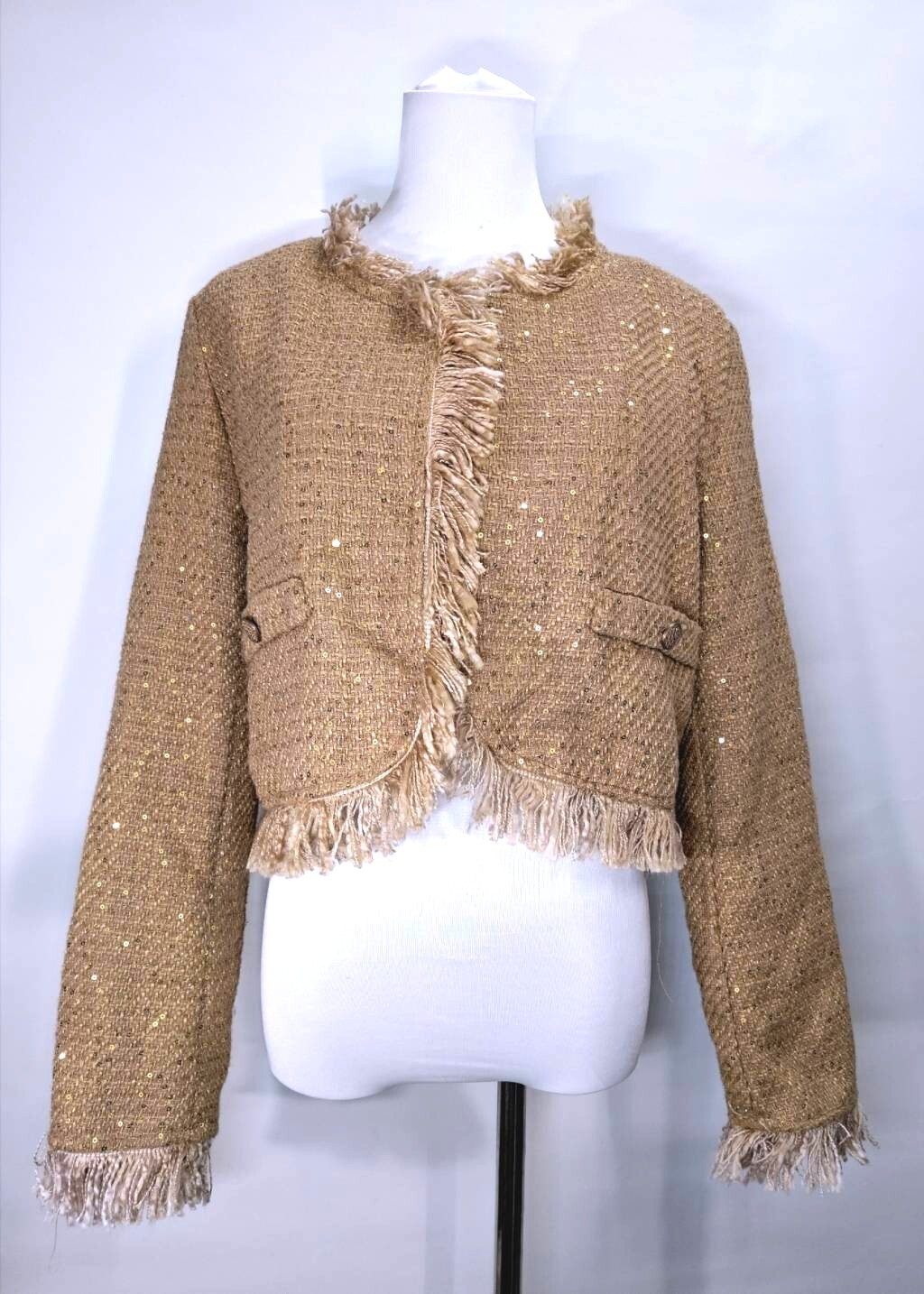 名媛風金屬絲亮片小香風短版外套 C24