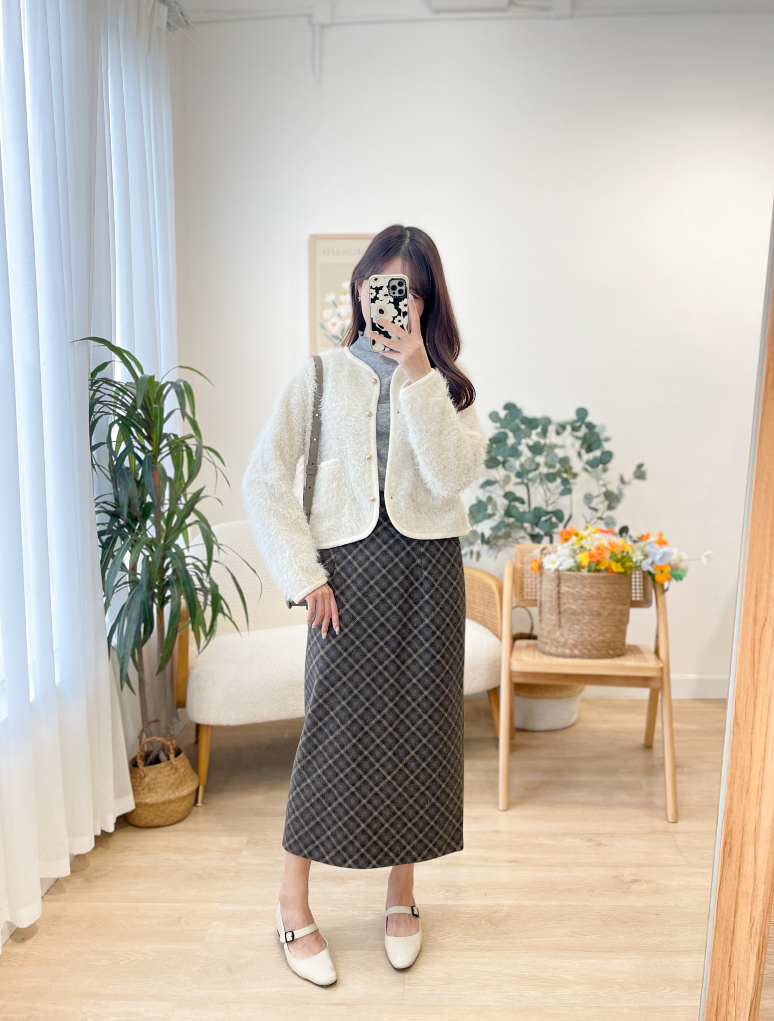 SK592 Duffy Checkered Long Skirt