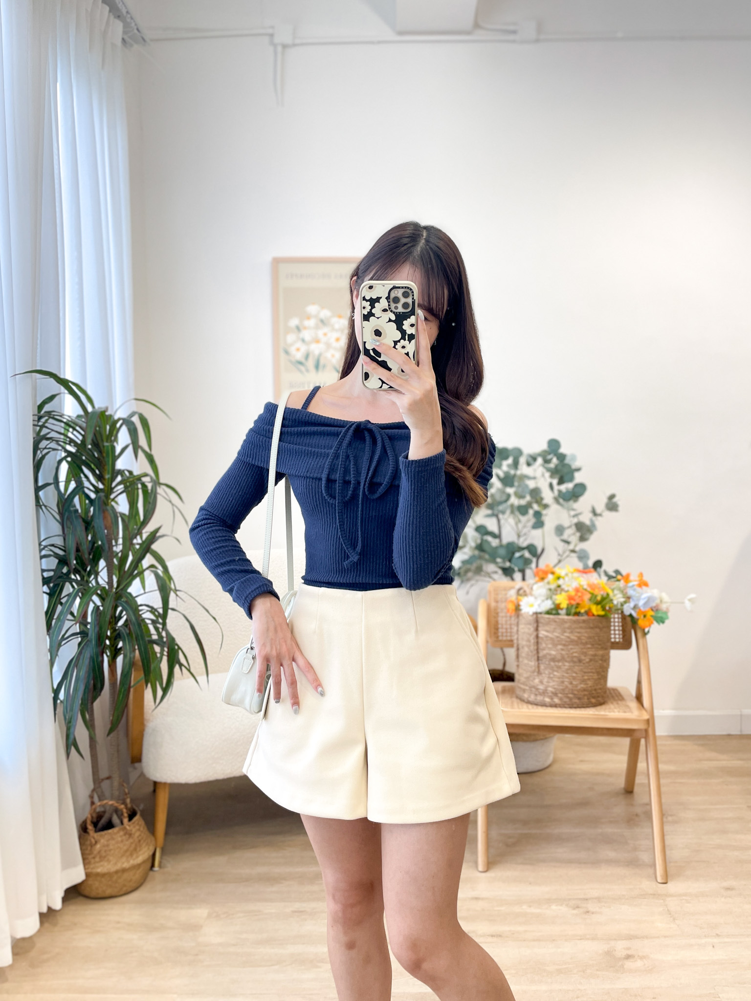 T1454 Berry Tied Off-shoulder Knit Top