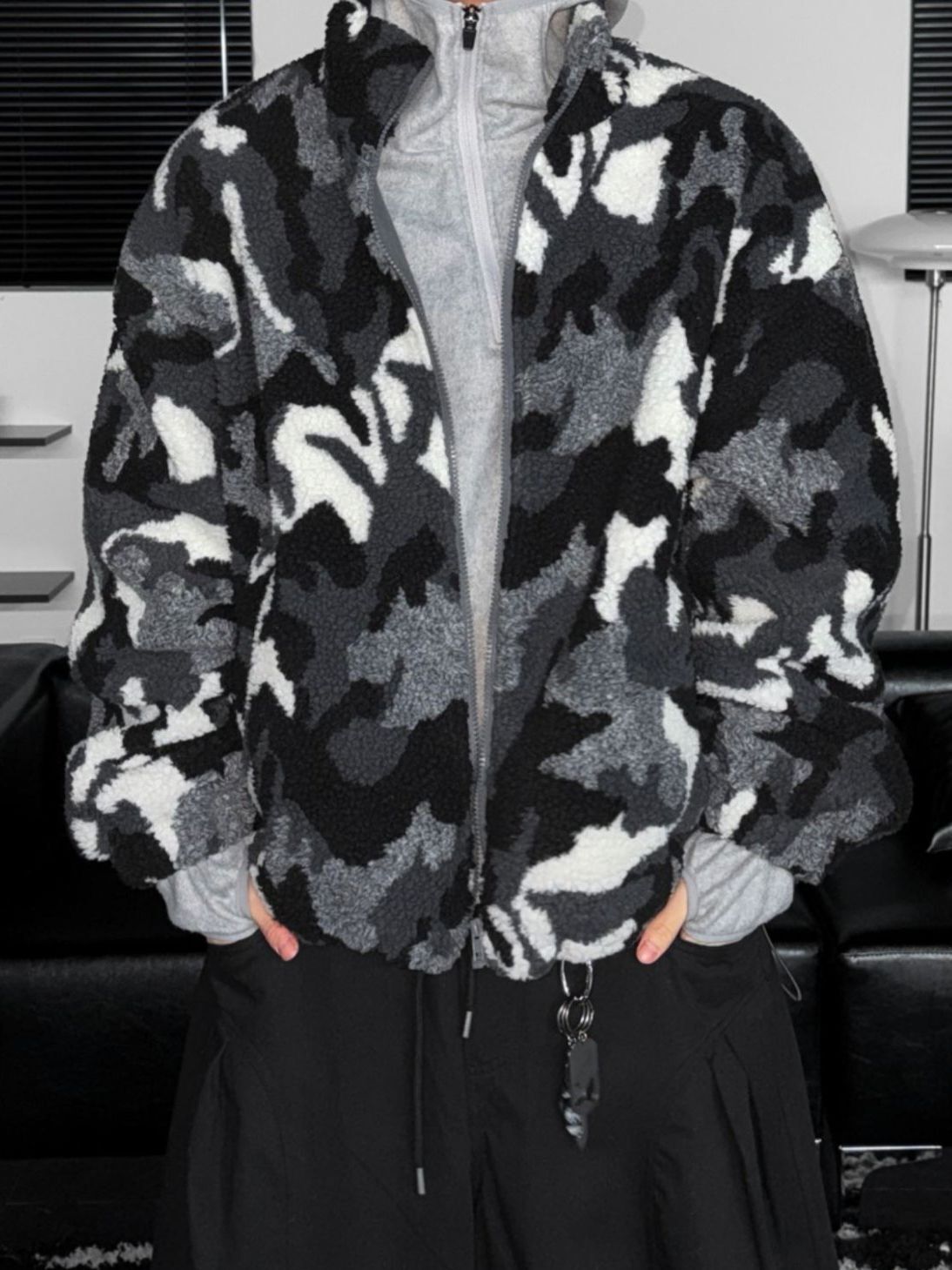 迷彩企領拉鍊外套(薄抓毛底) MEMENTO-049JK