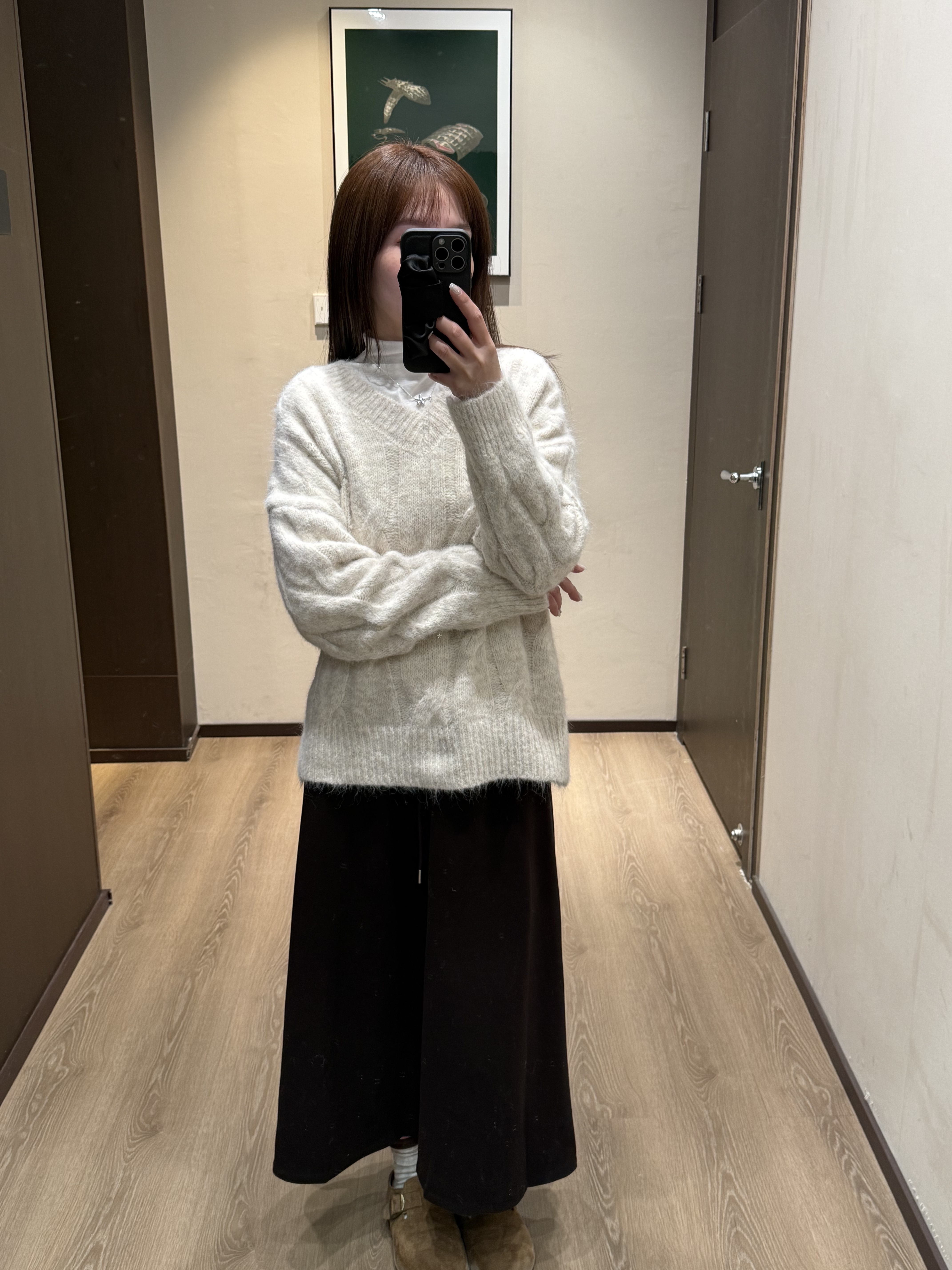 Ｖ領麻花長版毛衣