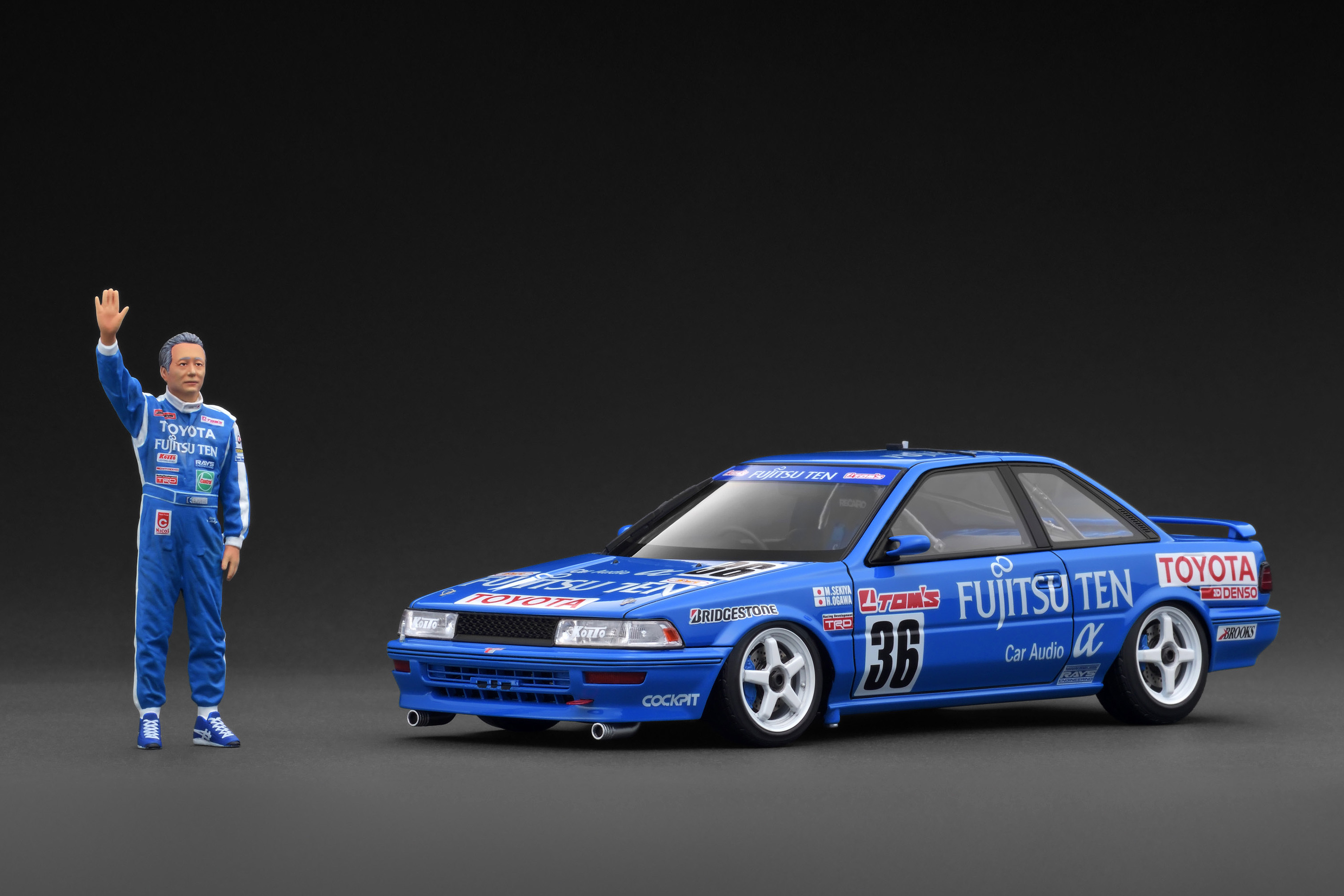 預訂 (訂金$300) (預訂價$2660): 1/18 IG FUJITSU TEN TOM"S COROLLA (#36) 1991 JTCWith Mr. Sekiya (IG3862)