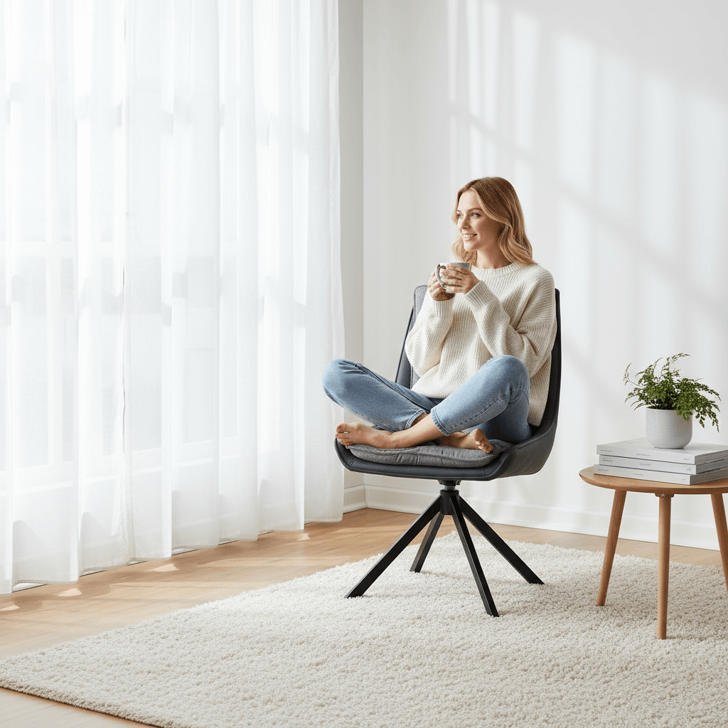 【哥本哈根】北歐拉扣旋轉休閒椅｜輕奢風皮布拼接