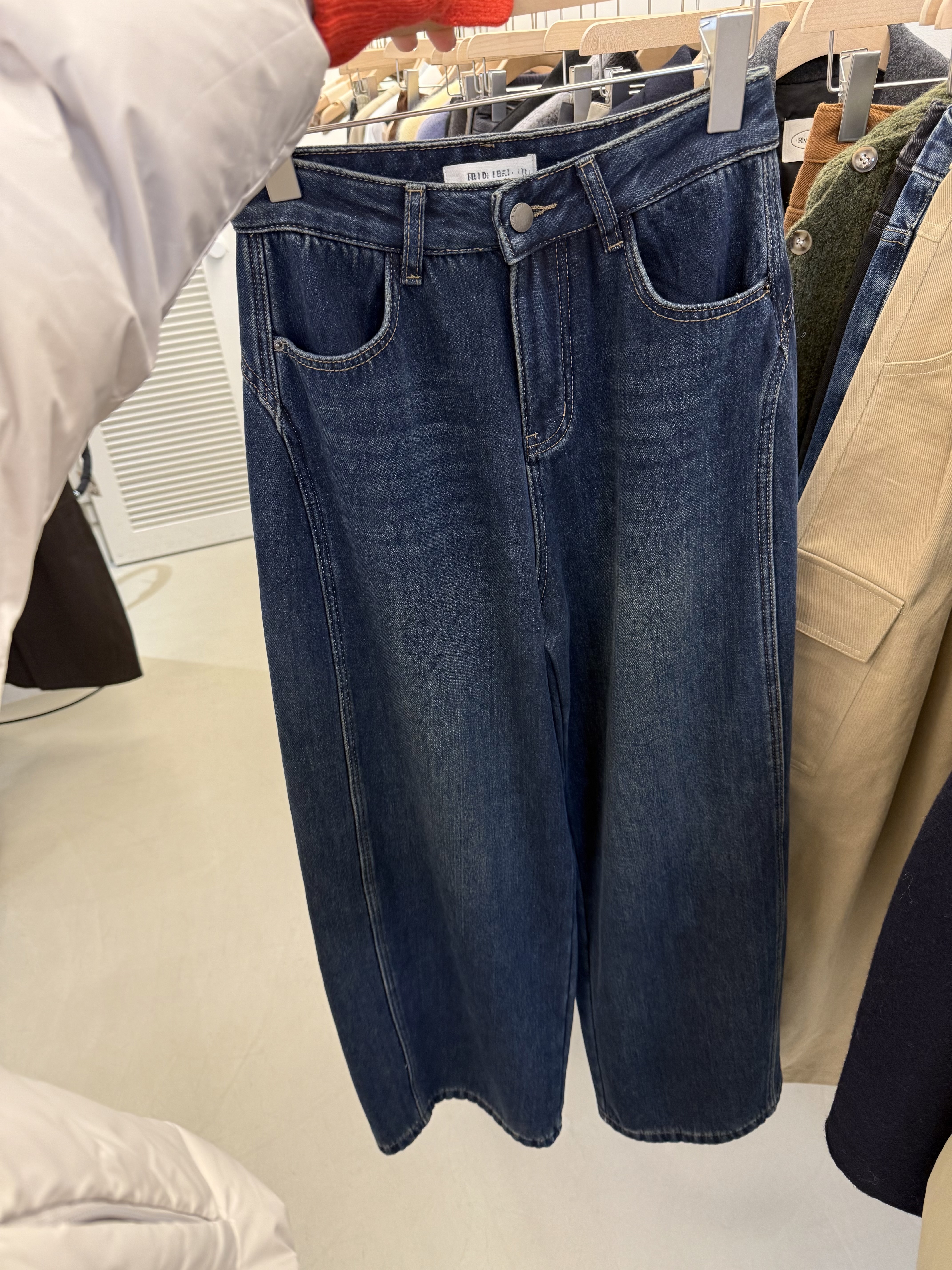 人生必收內刷法蘭絨彎刀褲/2色3碼/深藍刷泰迪棕